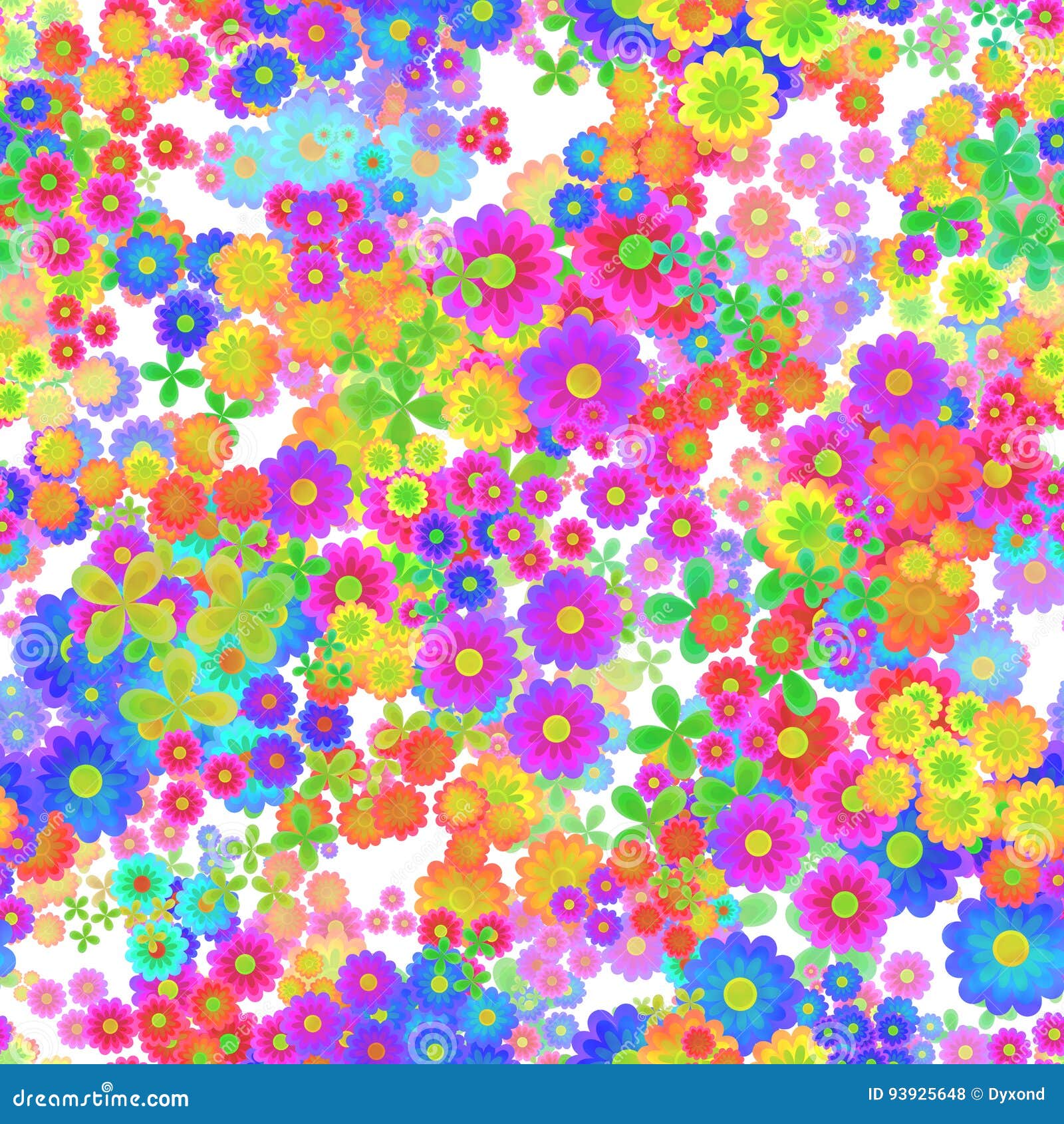 Abstract Colorful Floral Pattern, Multicolor Flowers, Blooms in Rainbow ...