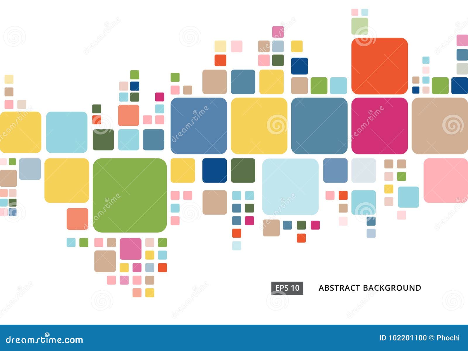 abstract colorful geometric square border pattern on white background