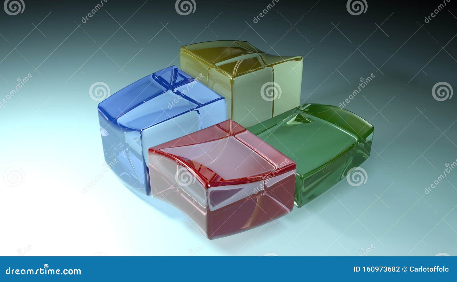 Abstract Colorful Glass Waving Cubes 3d Rendering Illustration Stock