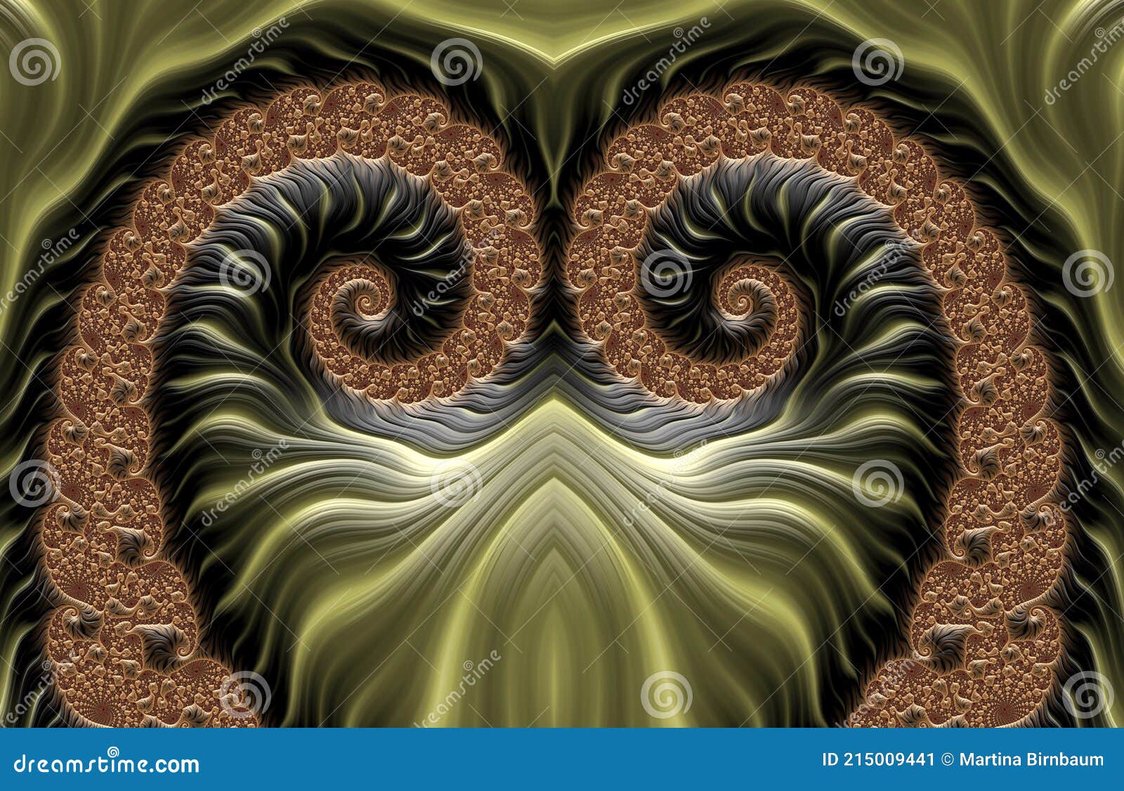 abstract colorful gold and bronce heart  digital fractal