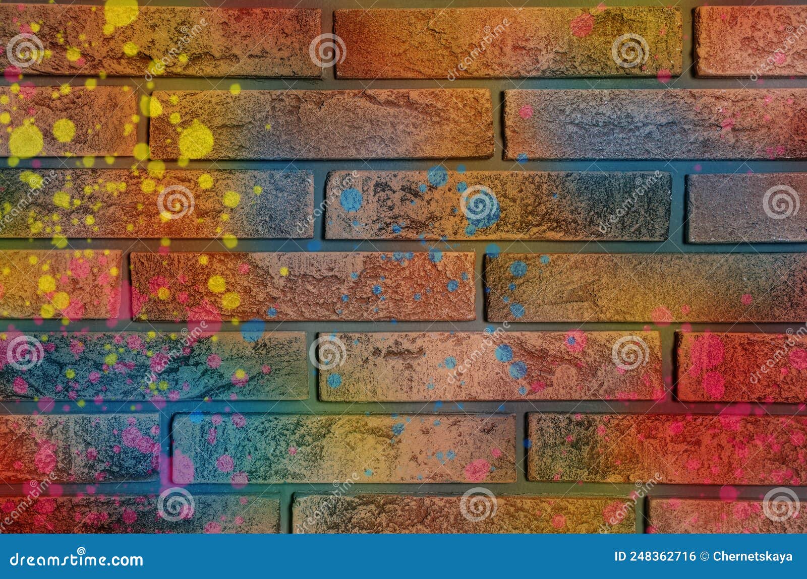 Abstract Colorful Graffiti Drawn on Brick Wall Stock Photo Image of
