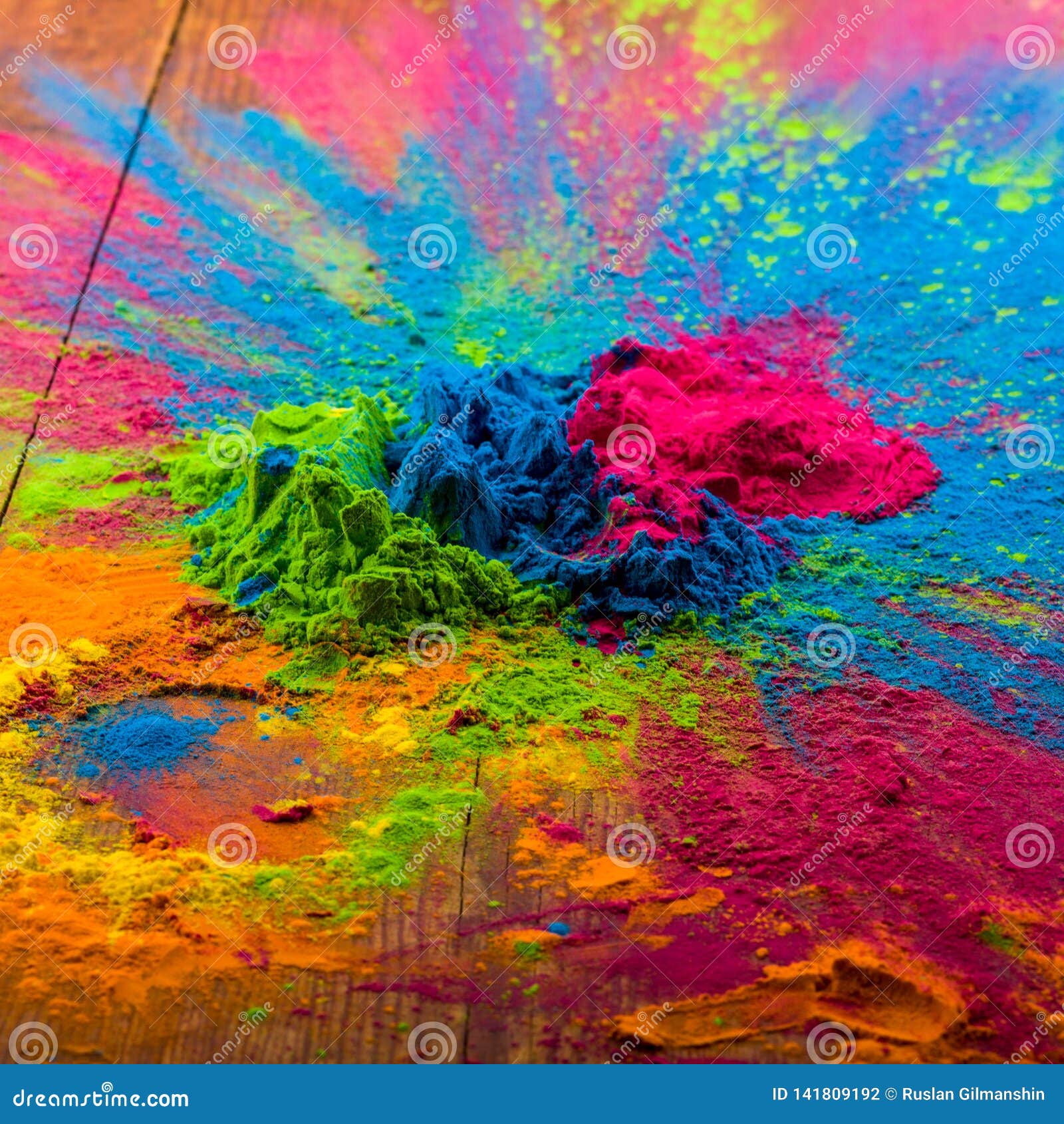 Abstract Colorful Happy Holi Background. Color Vibrant Powder on Wood. Dust  Colored Splash Texture Stock Photo - Image of india, closeup: 141809192