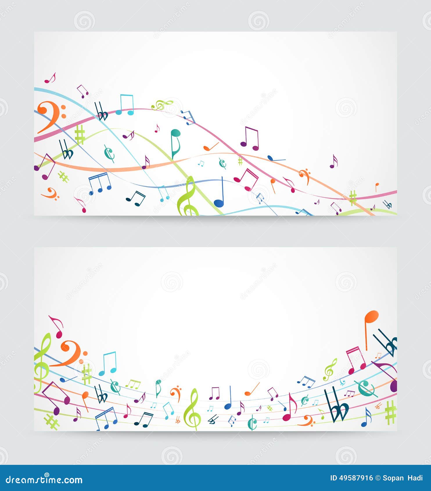 Abstract Colorful Music Notes Banner Stock Vector 