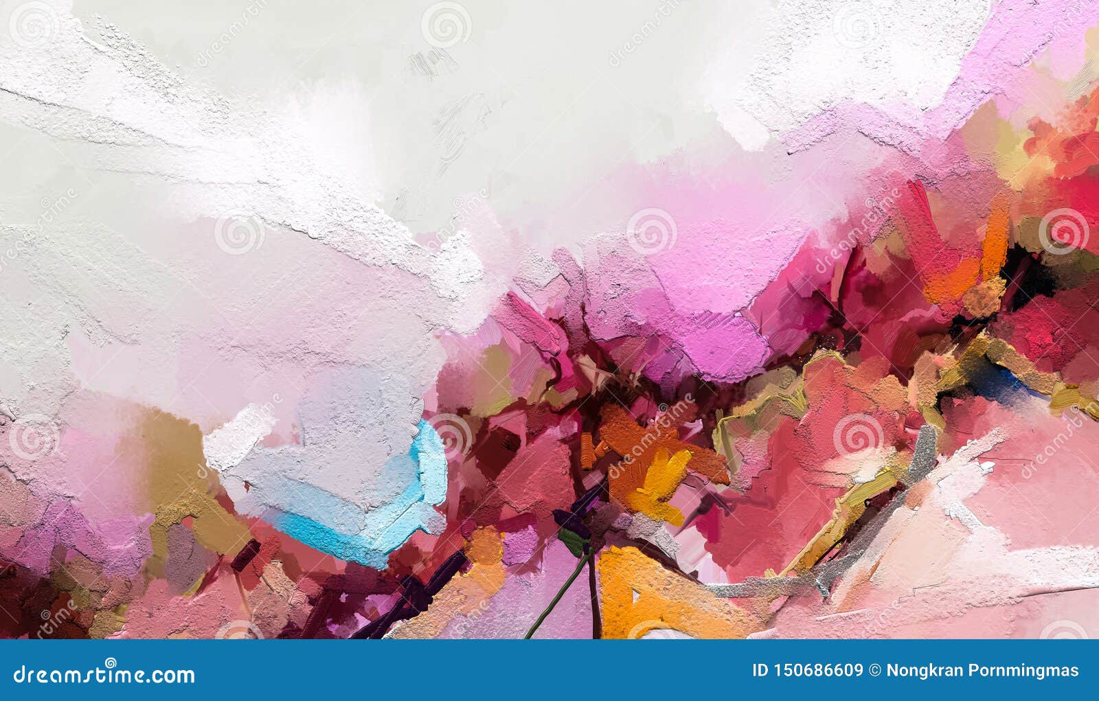 Abstract Colorful Oil, Acrylic Paint Brush Stroke on Canvas Texture. Semi  Abstract Image of Landscape Painting Background Stock Illustration -  Illustration of backdrop, nature: 150686609