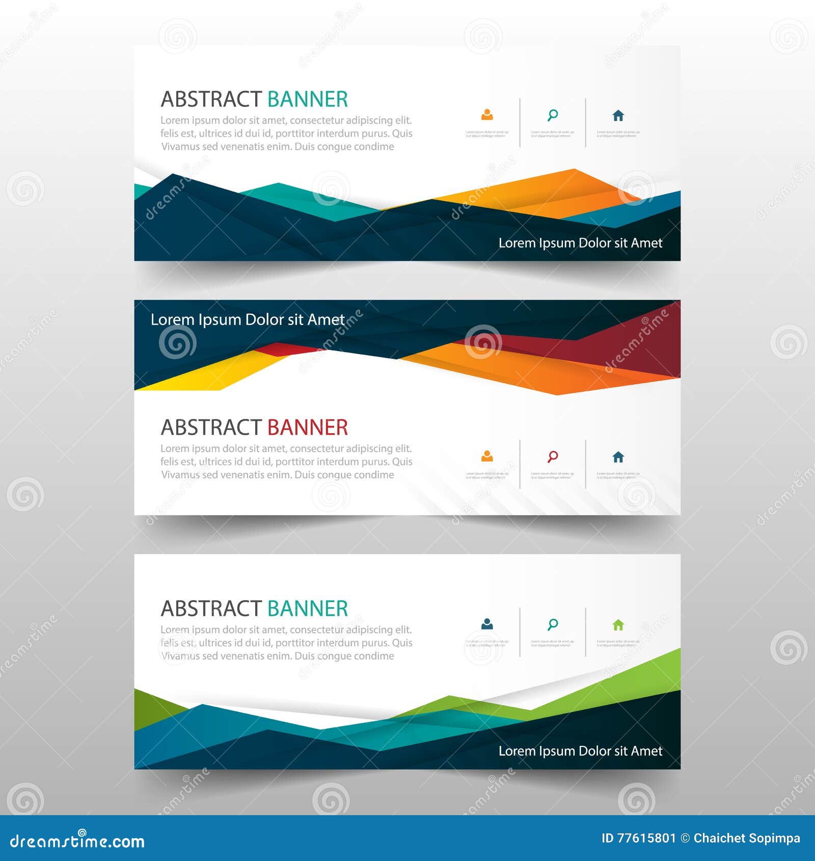 abstract colorful polygonal banner template, horizontal advertising business banner layout template flat  set