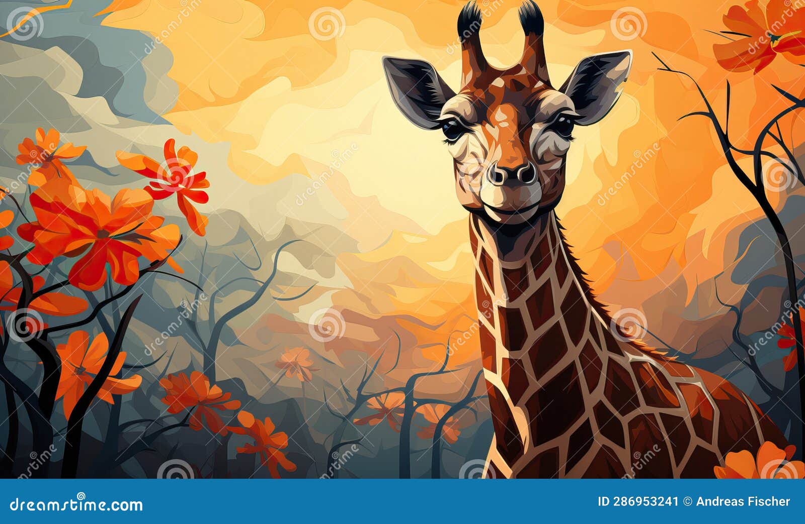 Abstract, Colorful Portrait of a Giraffe on a Colored Background. Stock ...