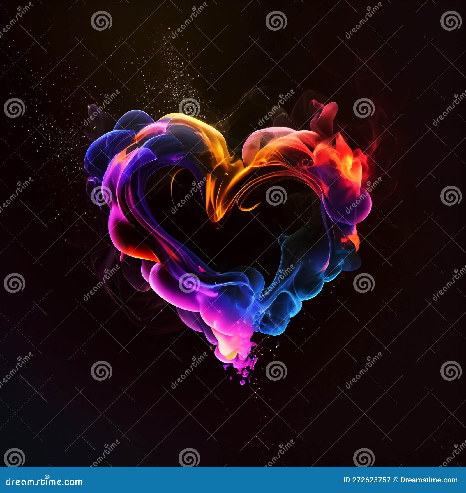 Abstract Colorful Smoke Rising and Forming a Heart Shape Stock Illustration  - Illustration of emotions, wave: 272623757