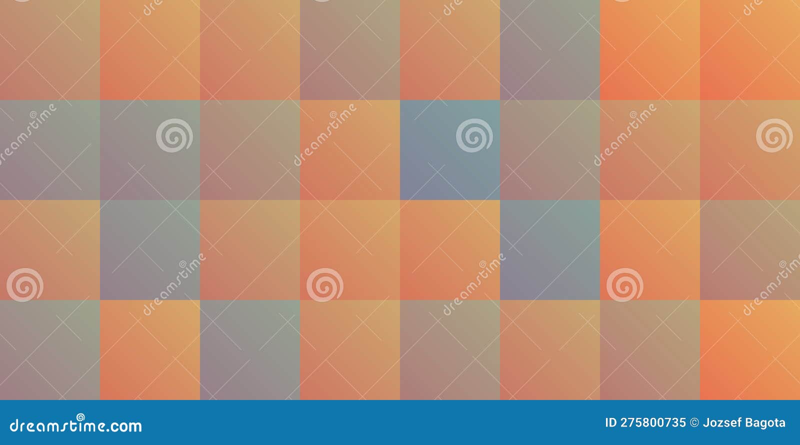 abstract colorful tiled surface pattern with random orange, brown and blue sqaures - geometric mosaic texture -  background