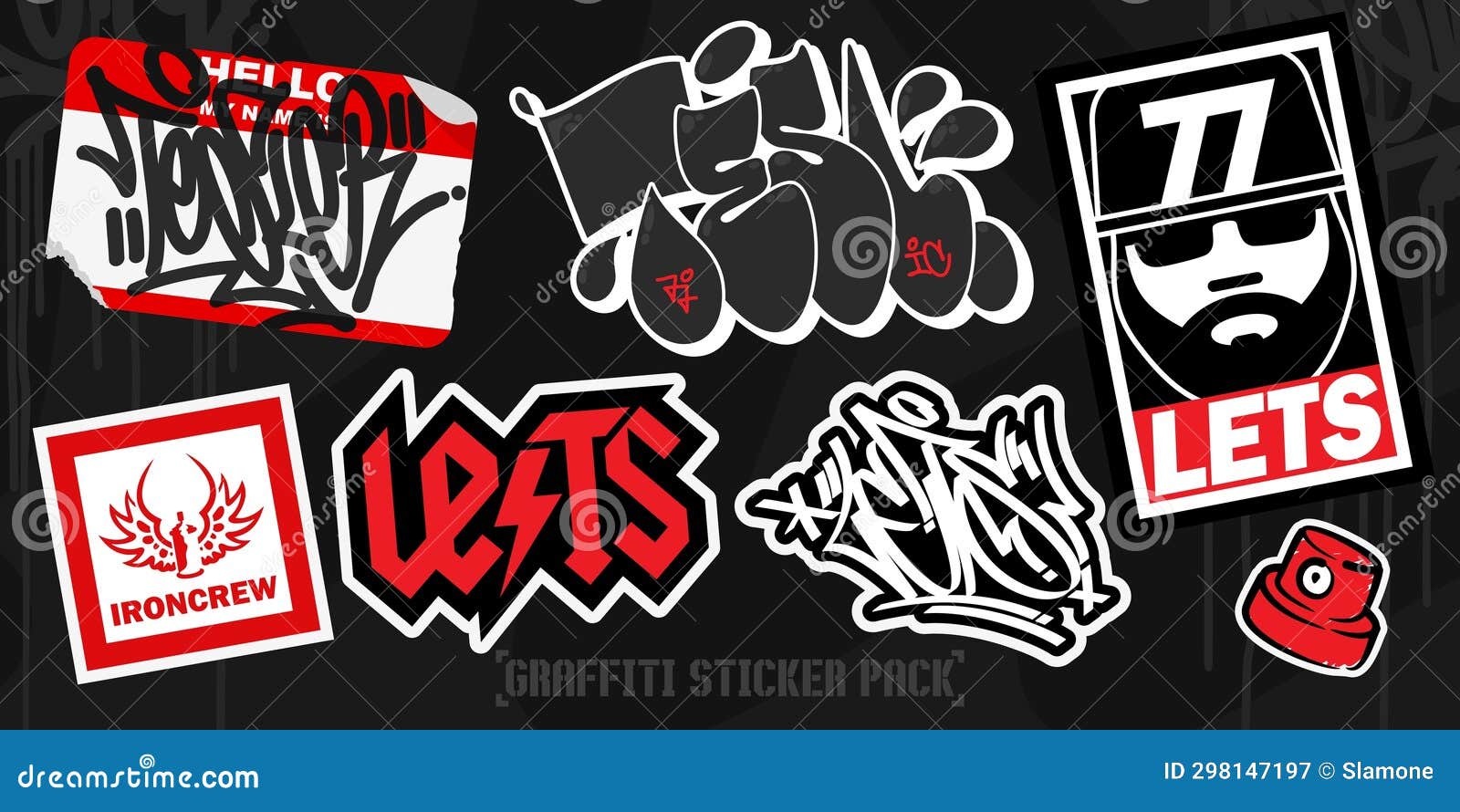 Abstract Colorful Urban Graffiti Style Sticker Bombing with Some Street ...
