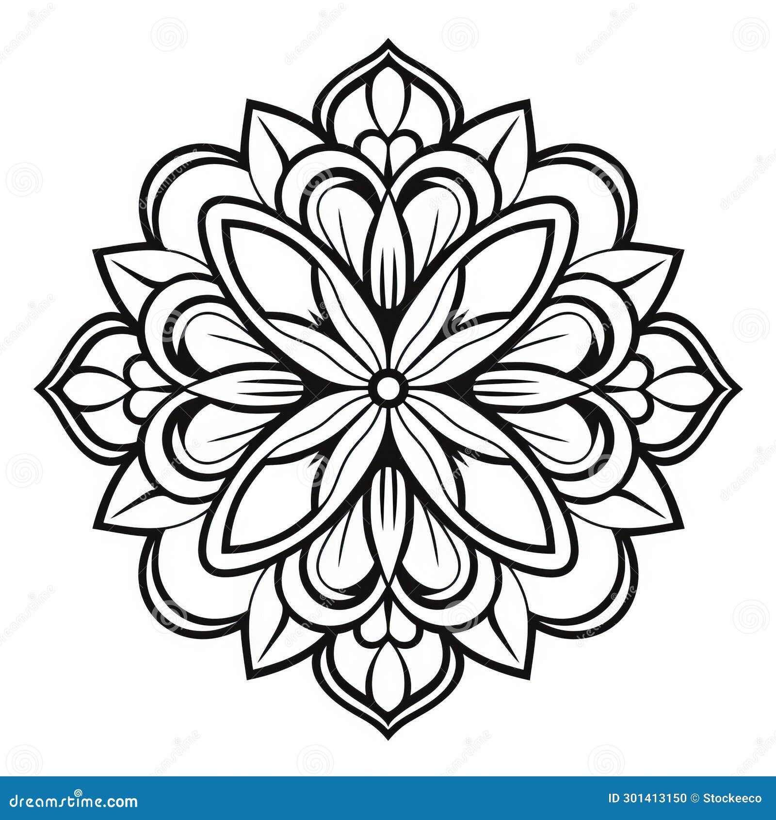 Abstract Coloring Page with Oriental Minimalism and Zen Buddhism