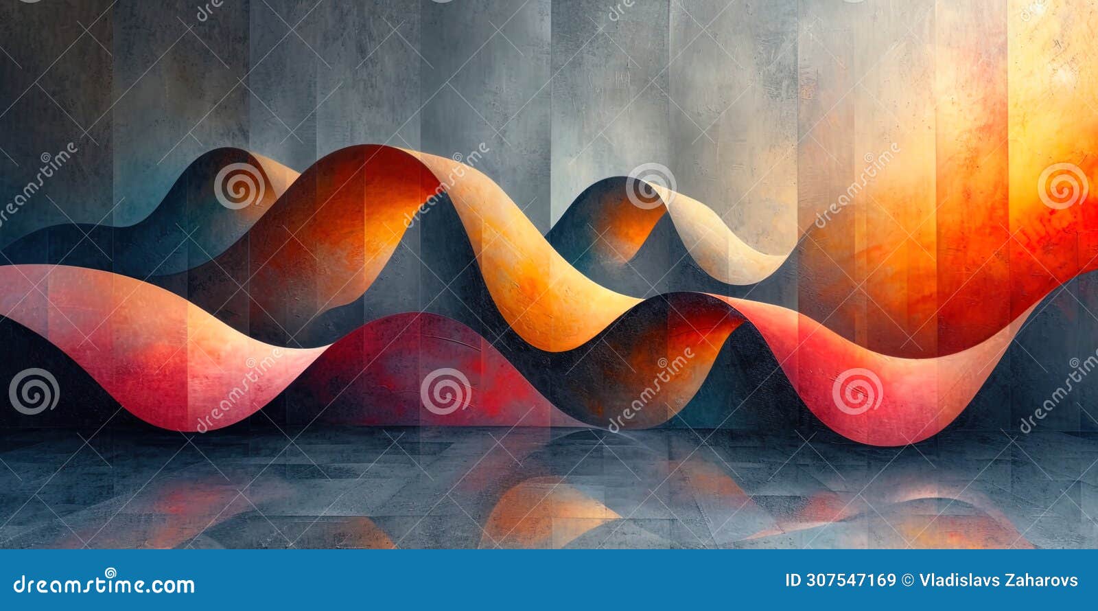 an abstract composition with a distorted perspective, where geometric forms are intertwined, creating visual harmo