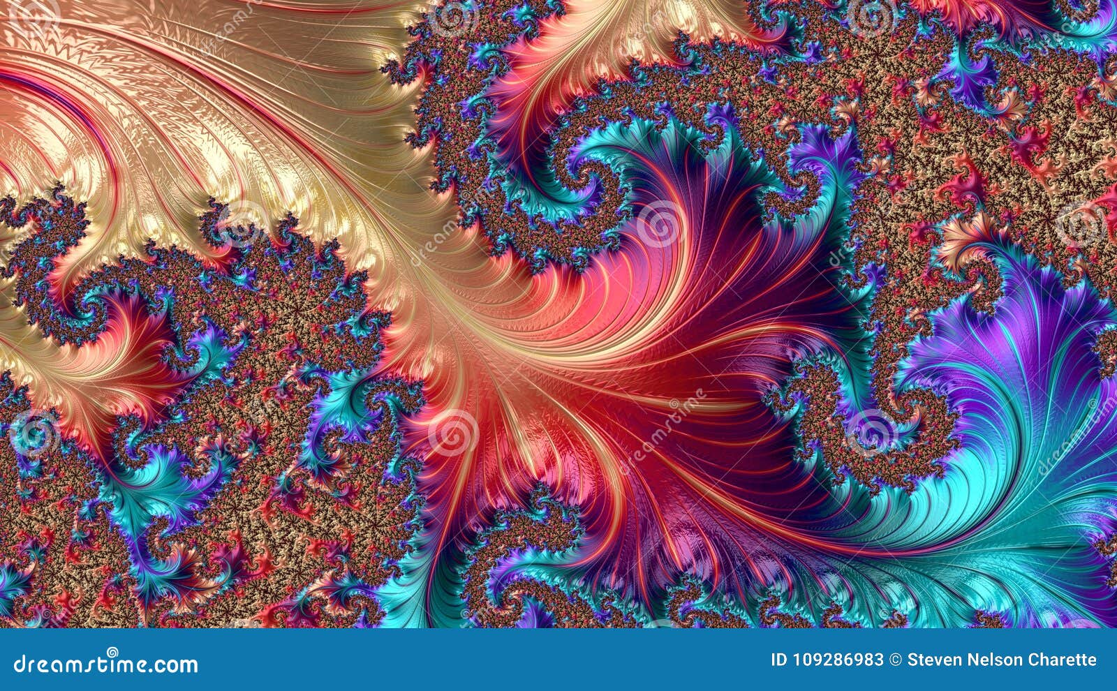 Abstract Computer Generated Fractal Design Stock Illustration