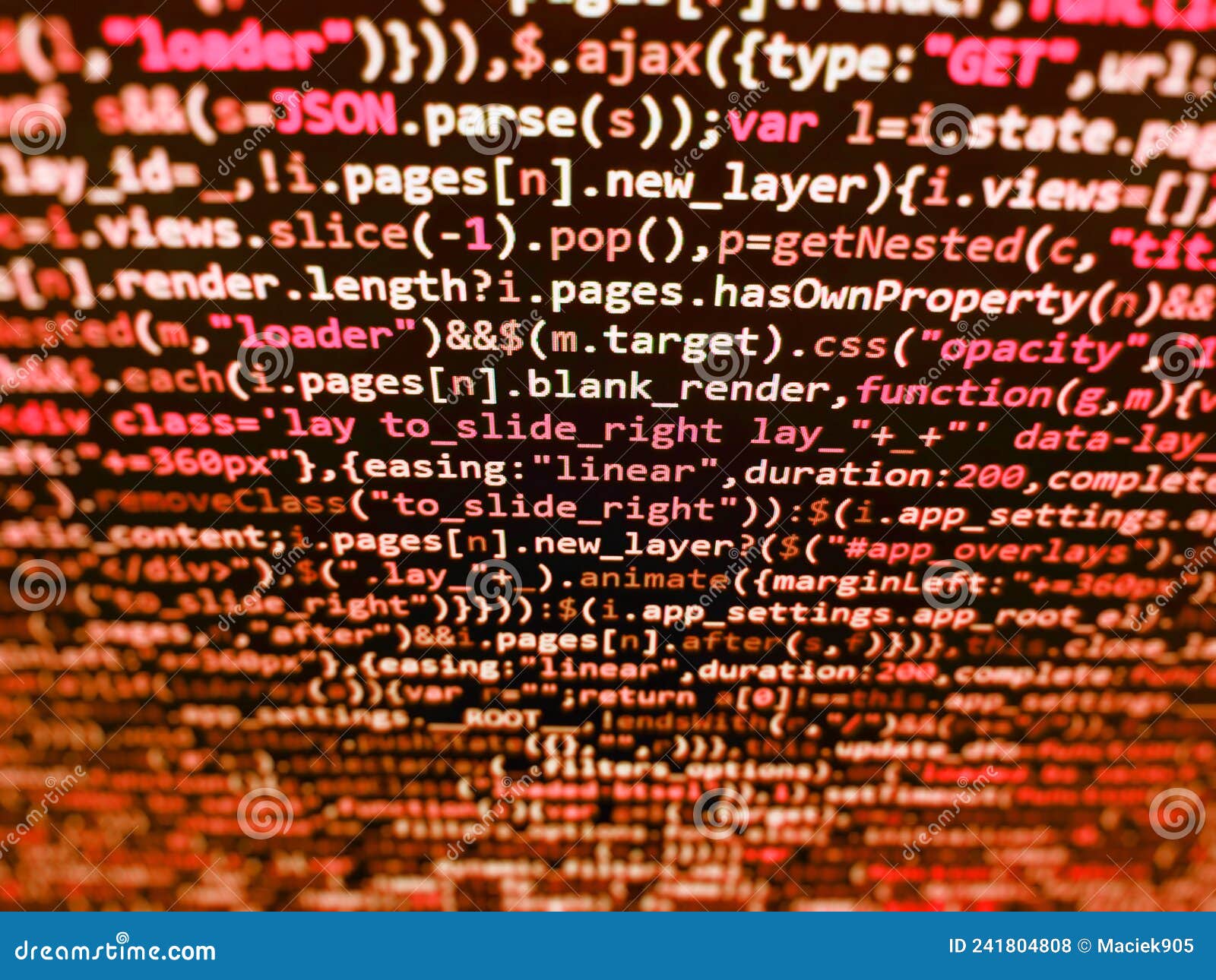 Abstract Computer Script Source Code. Writing Programming Functions on ...