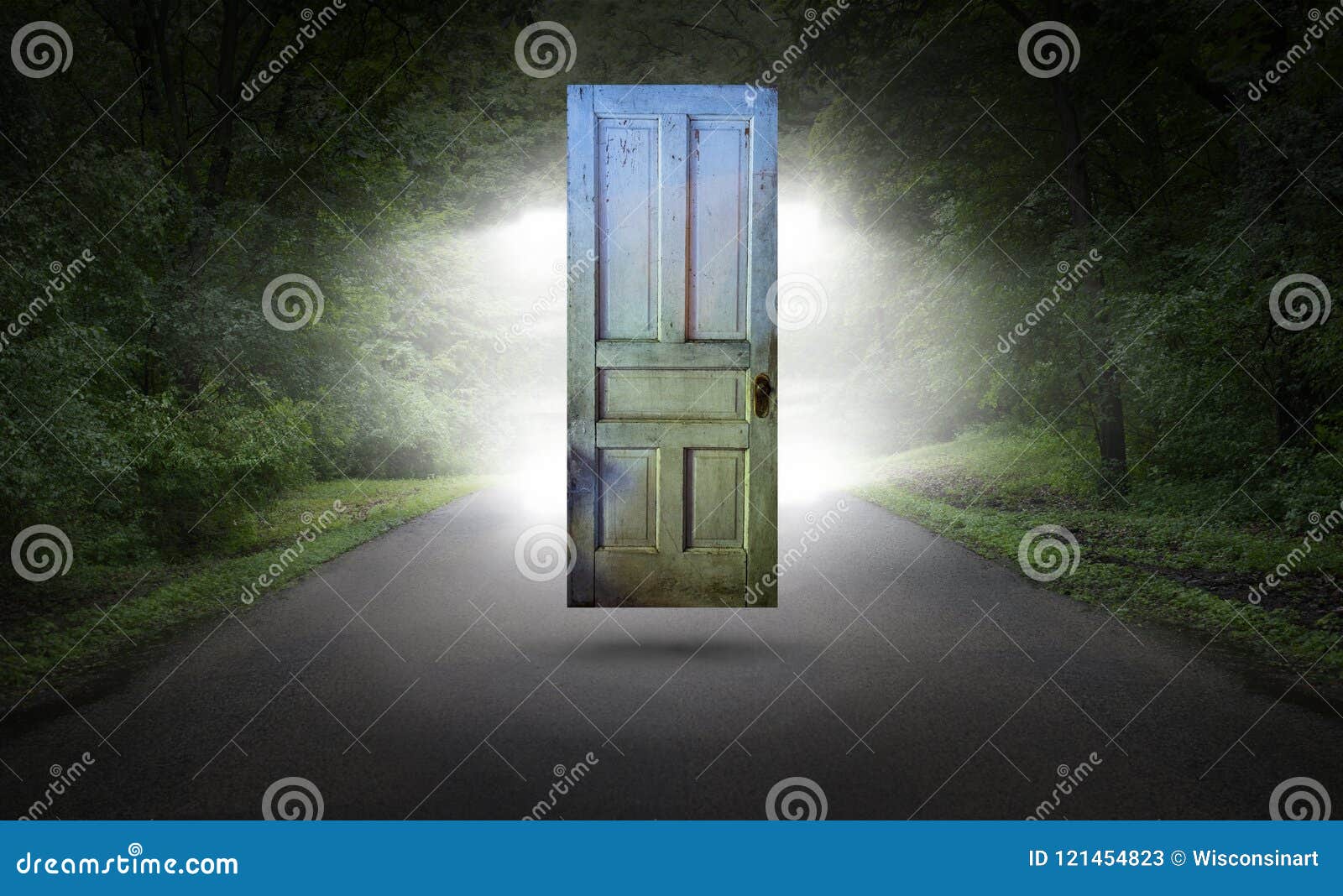 surreal door, road, highway, spiritual rebirth