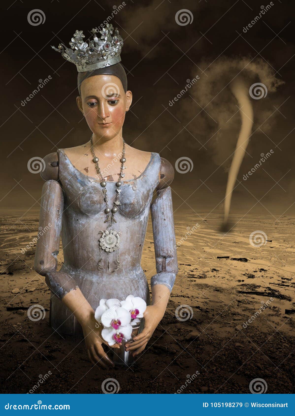 surreal princess, queen, desolate desert