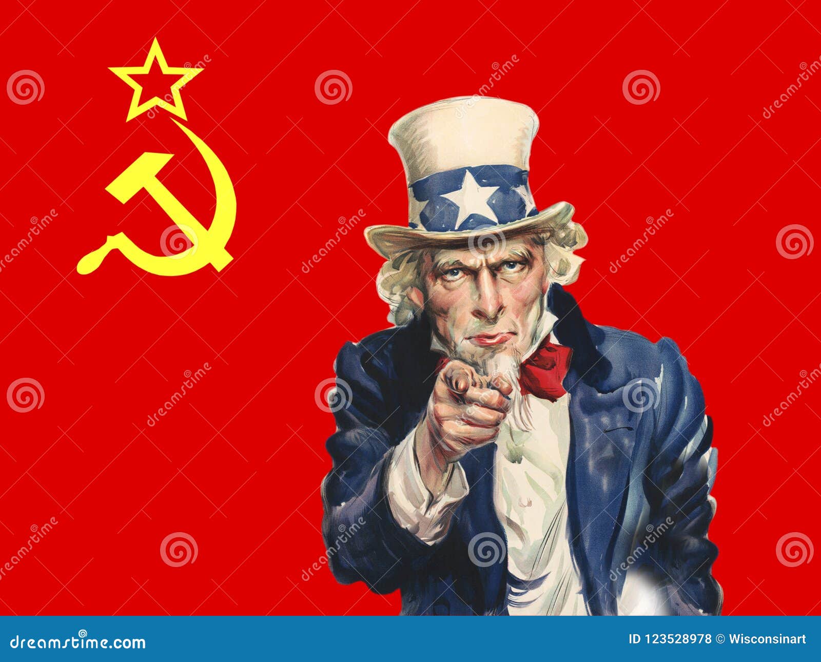 communist flag, uncle sam, background, politics