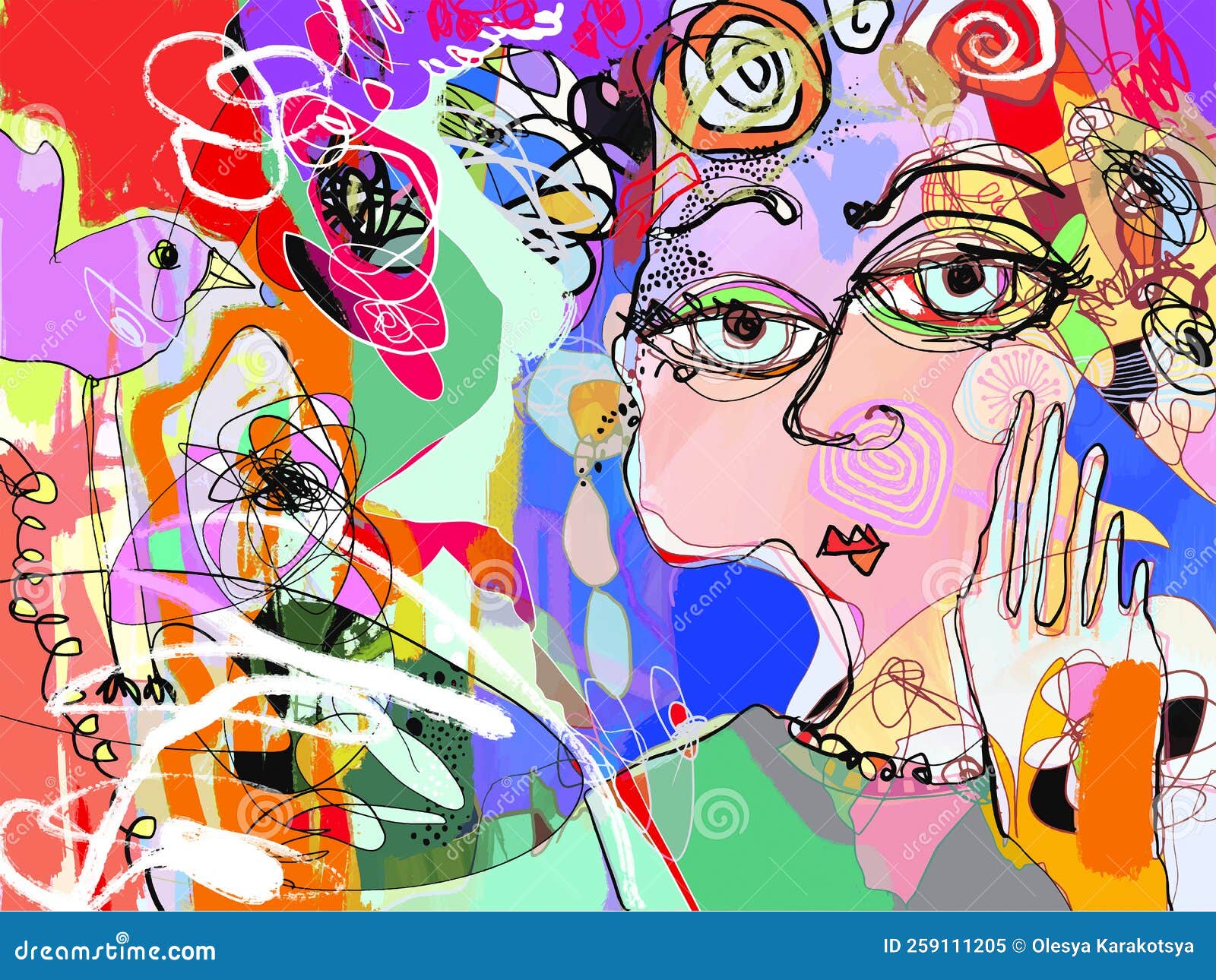 Abstract Contemporary Art Sketch Drawing, Original Modern Artwork