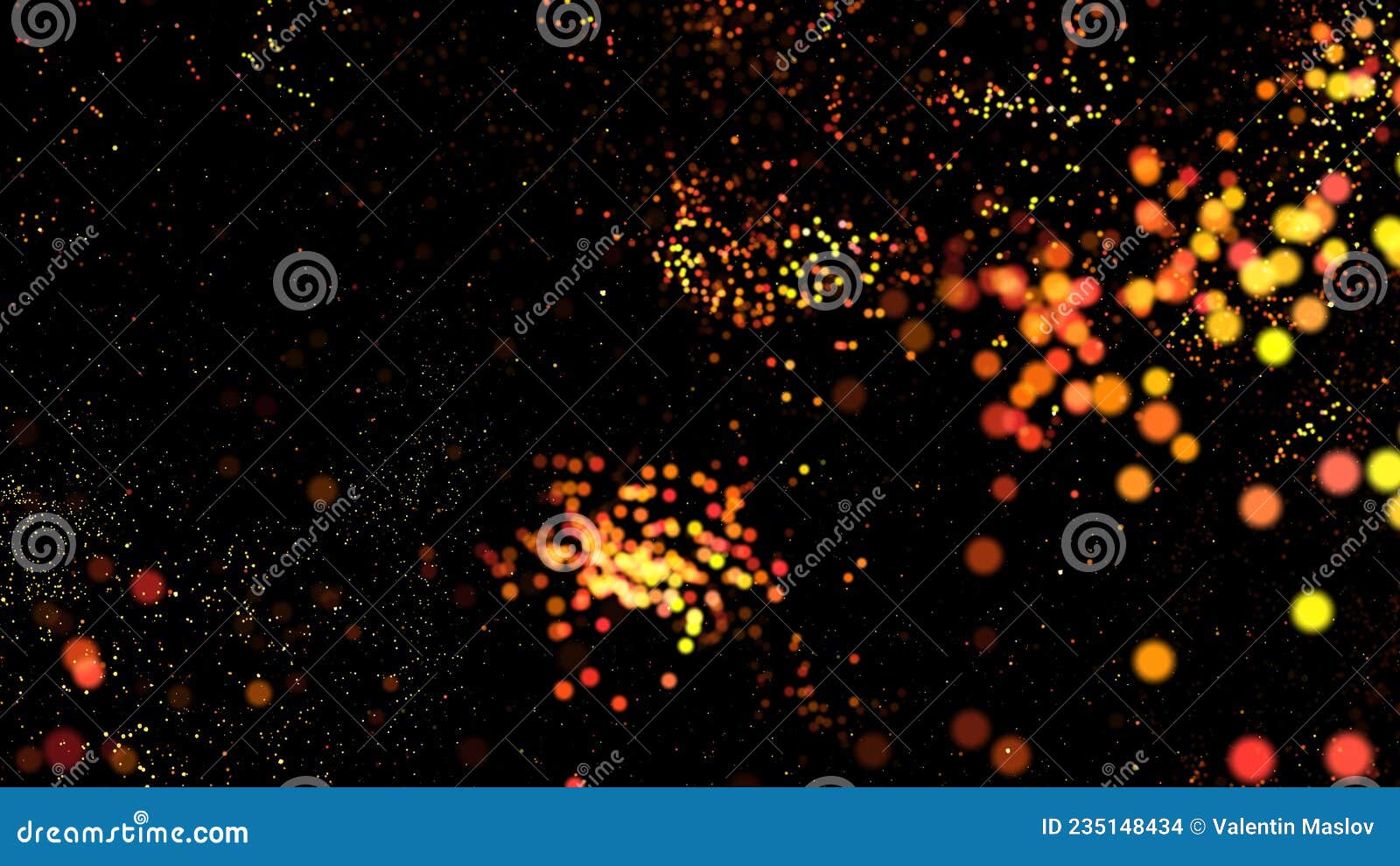abstract cosmic illumination of a big bang in space. futuristic technological  of flying colored particles. close-up. 3d. 4k