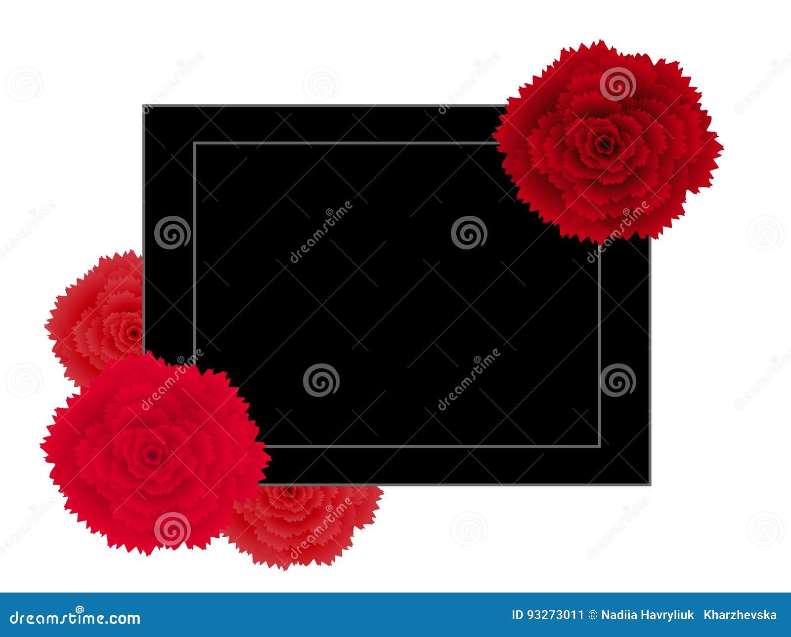 Abstract Creative Banner with Flowers Red Carnation. Stock Vector