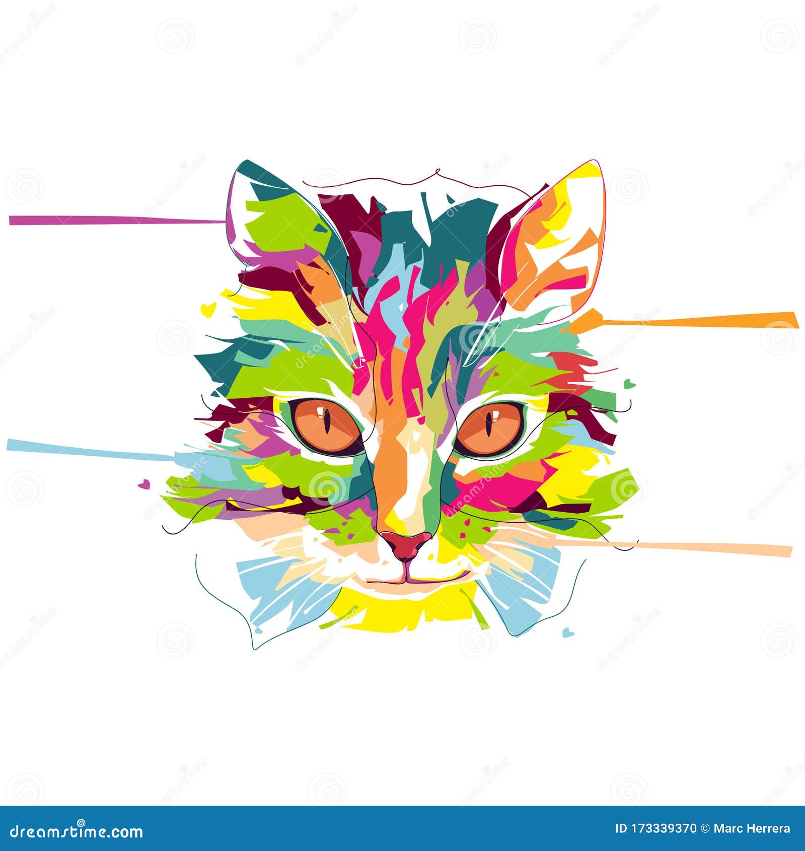 Abstract Creative Cat Cartoon Design Stock Vector Illustration of geometric, cute 173339370