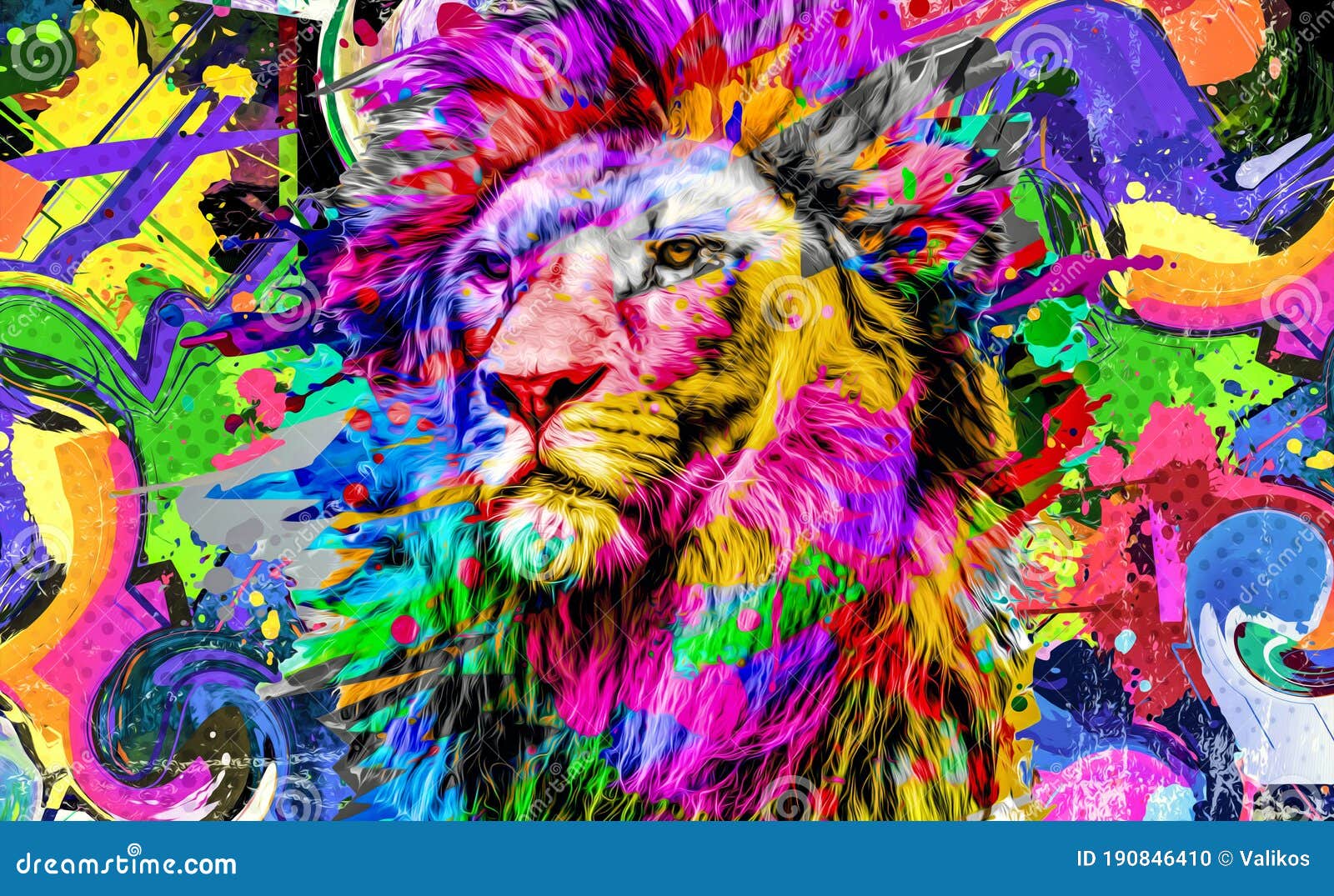 abstract creative  with colorful lion