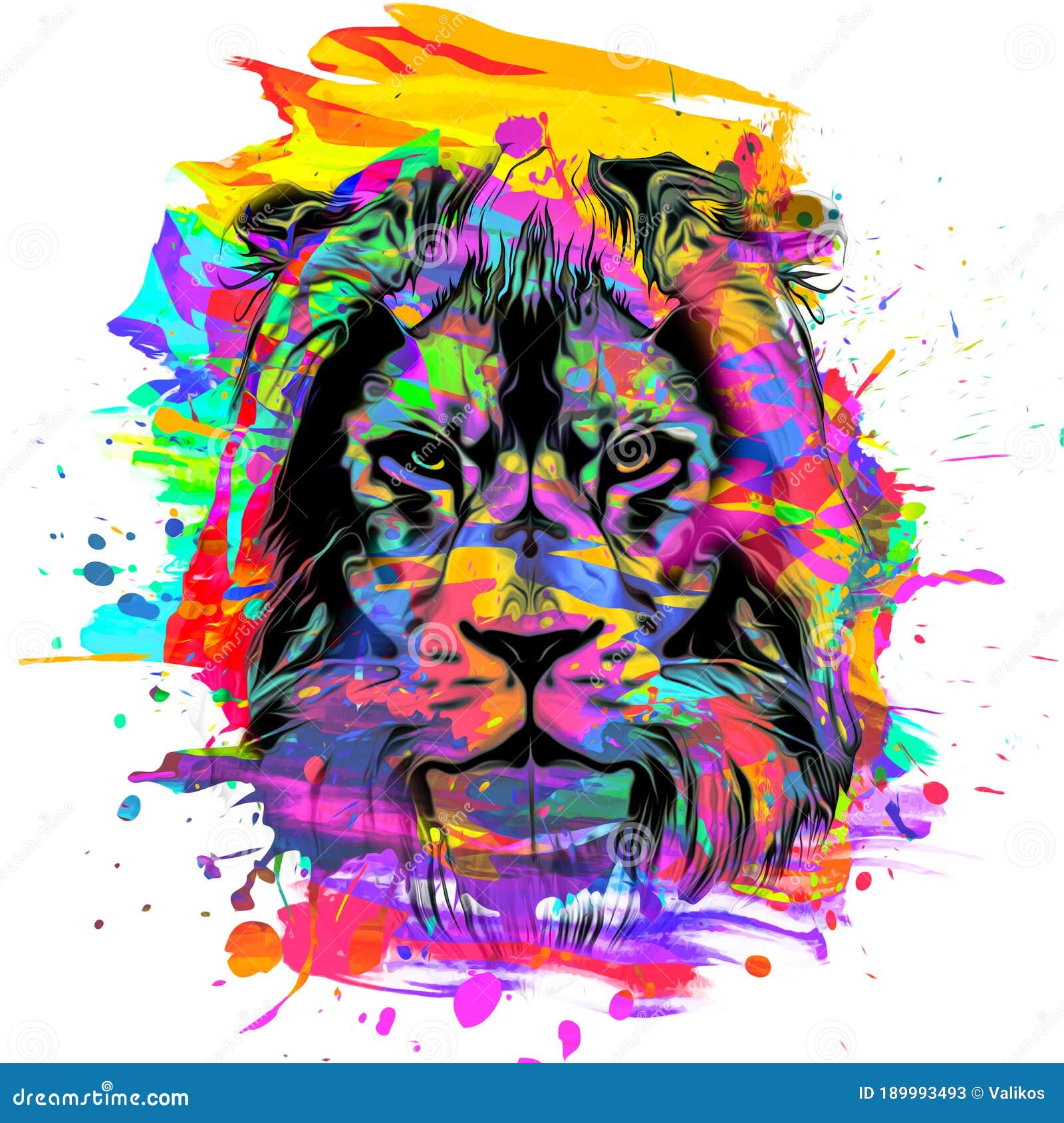 abstract creative  with colorful lion