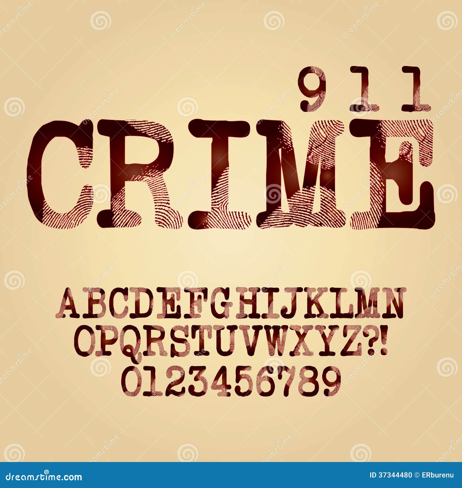 abstract criminal alphabet and digit 