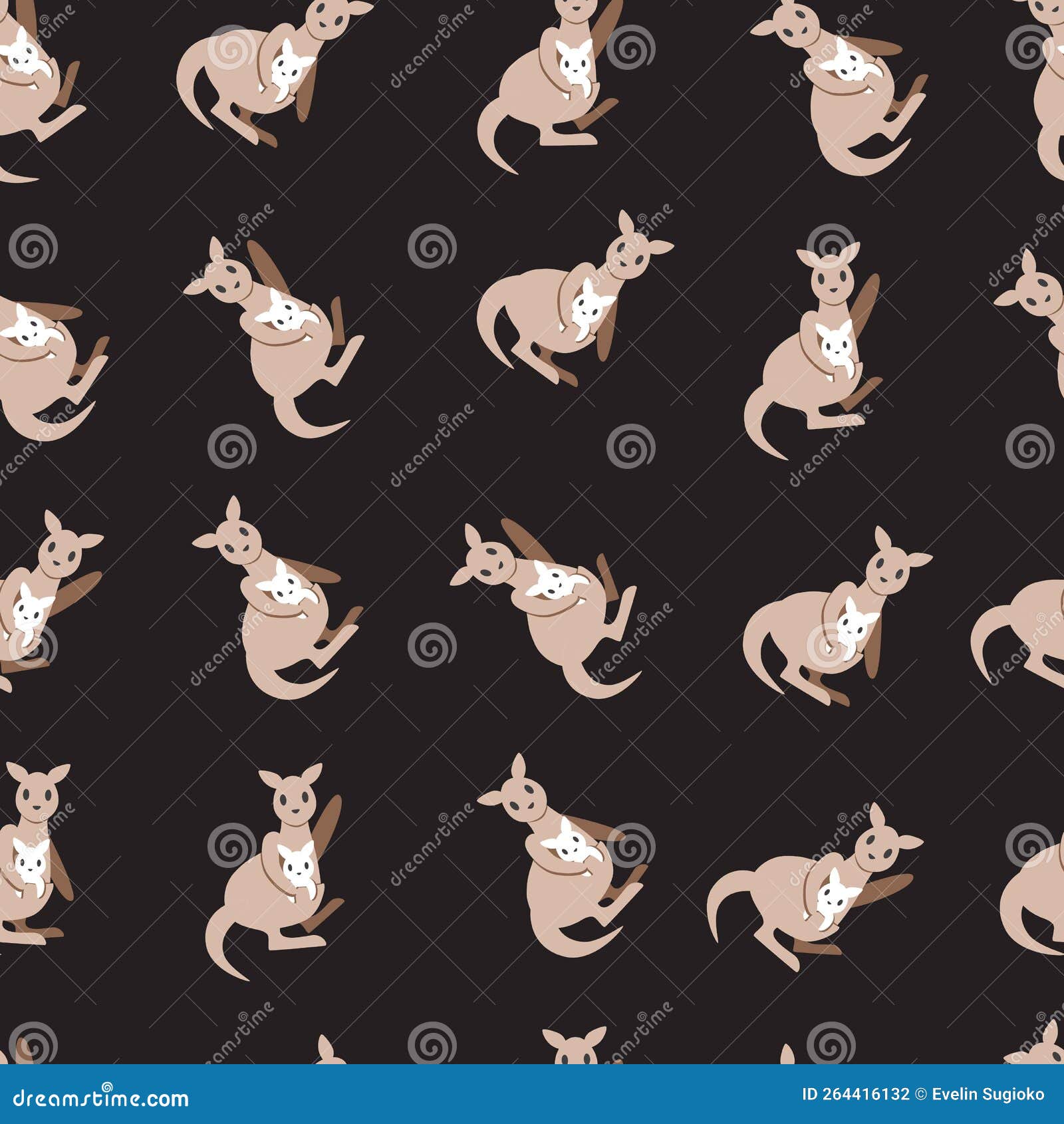 abstract cute kangaroo mother and child animal  seamless pattern
