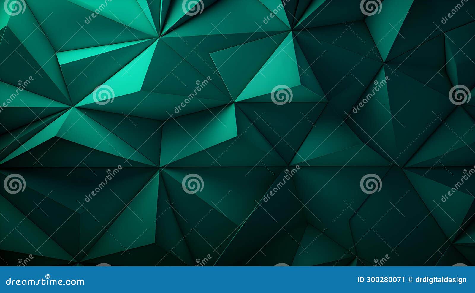 Abstract 3D Background of Triangular Shapes in Emerald Colors. Modern