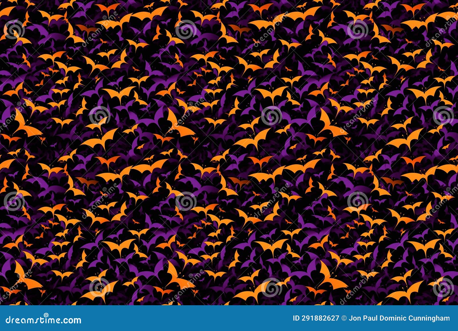 Abstract 2D Halloween Bats Pattern Background Illustration Seamless