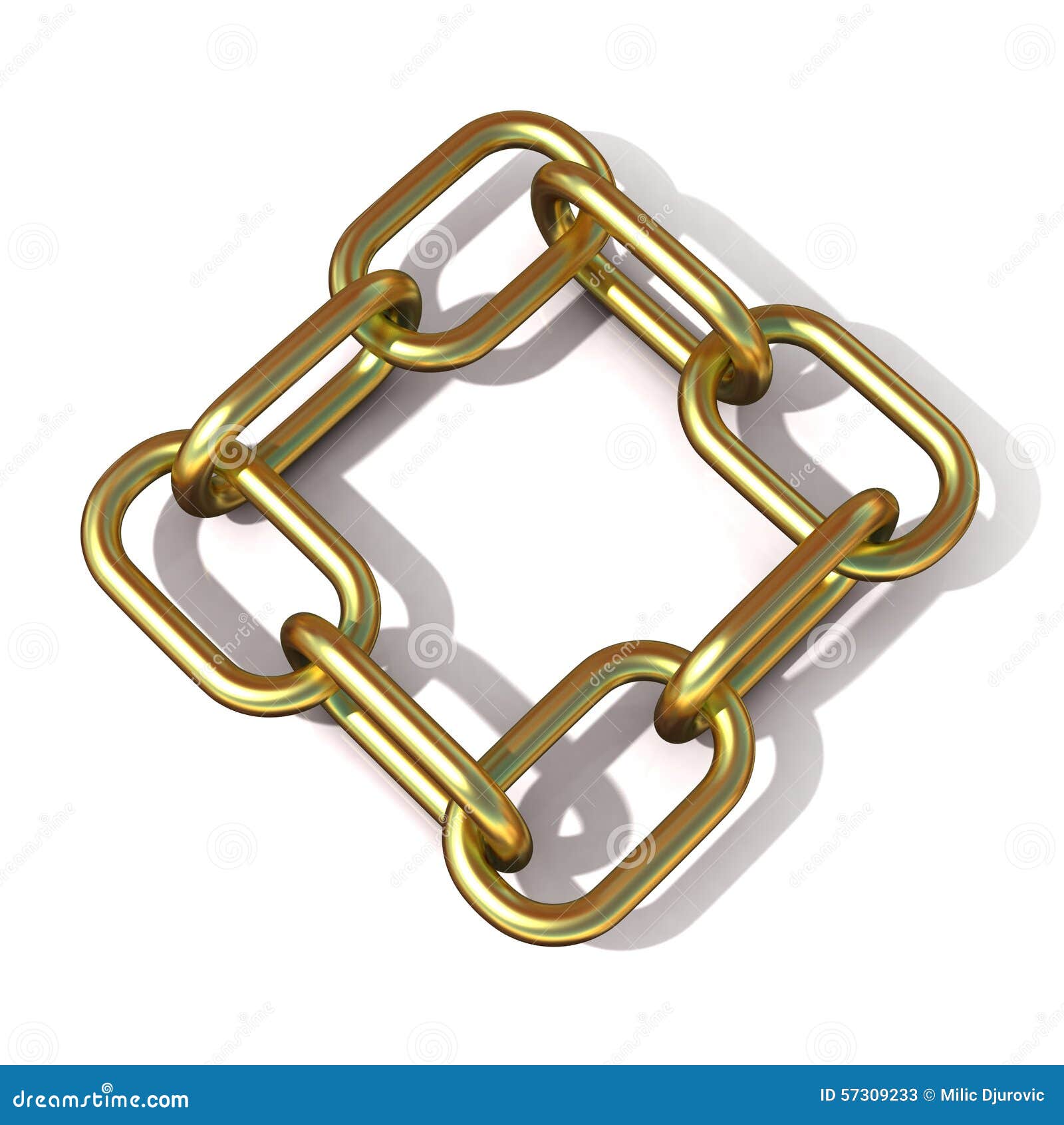 Abstract 3D Illustration of a Brass Chain Link. Top View Stock ...