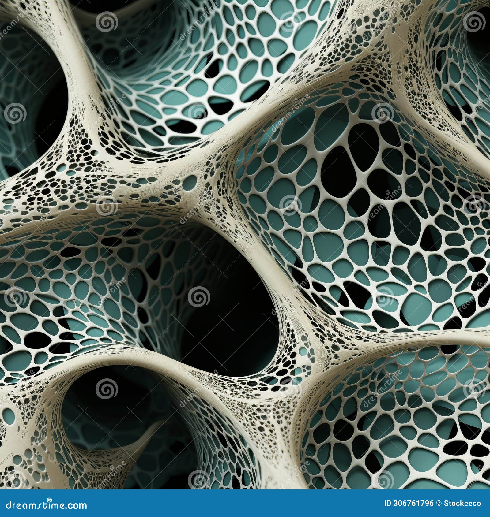 abstract 3d model of bone structure with textured layers