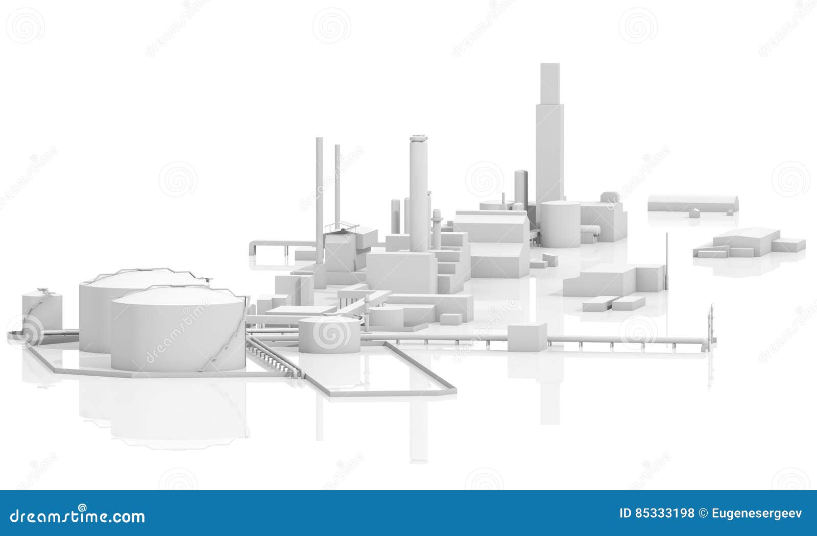 Abstract 3d Modern Industrial Facility Stock Illustration