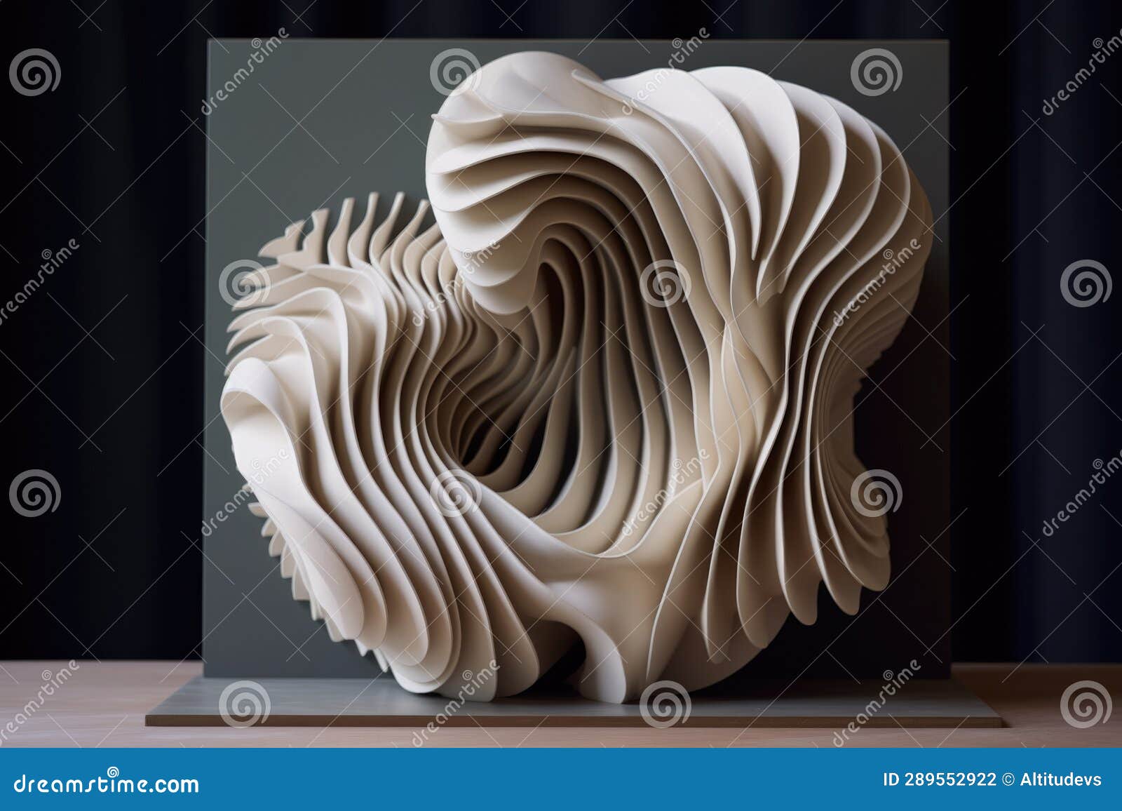 abstract 4d printed art piece changing 