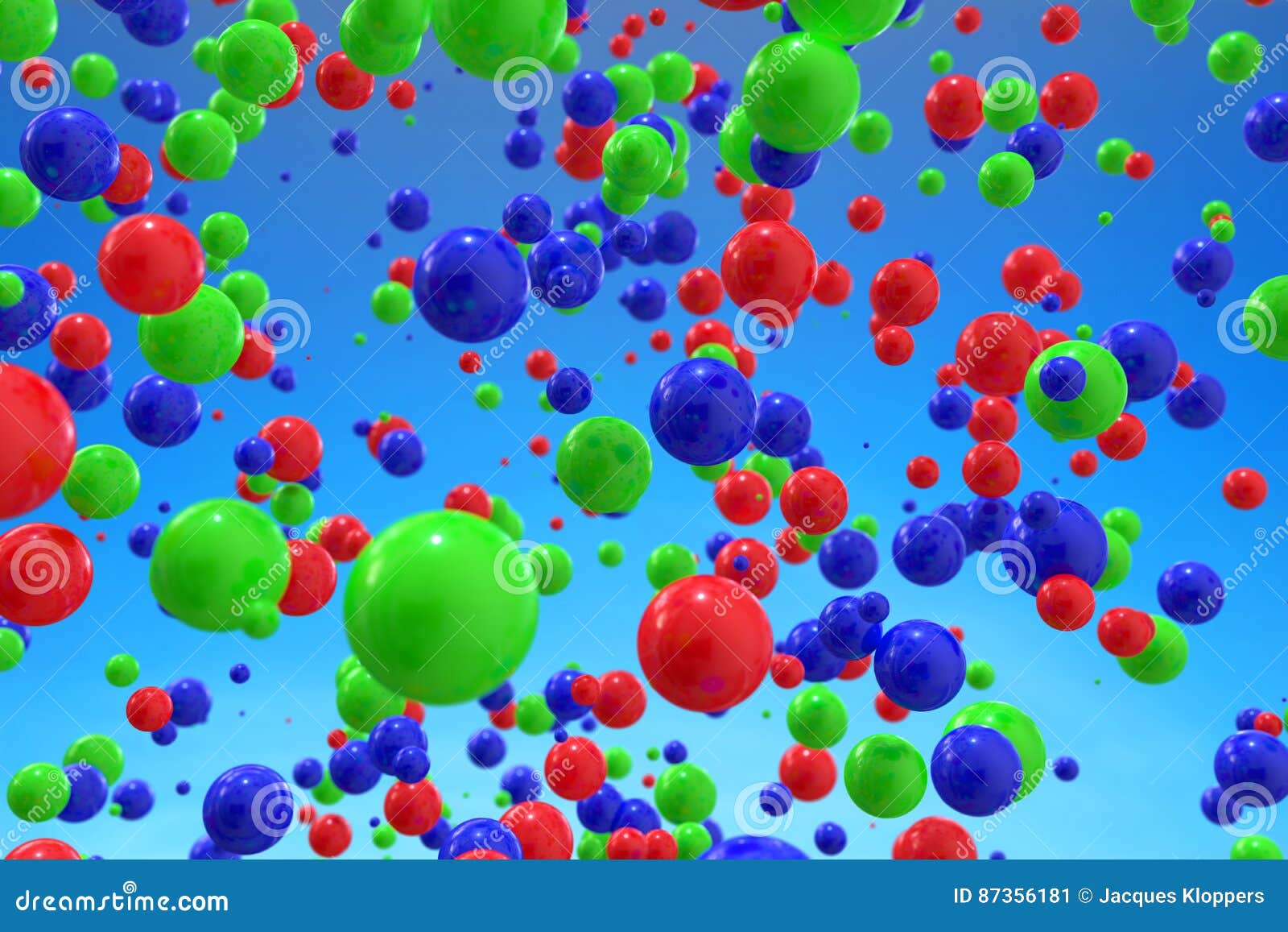 Abstract 3d Rendering of Colorful Balls in Sky Stock Illustration