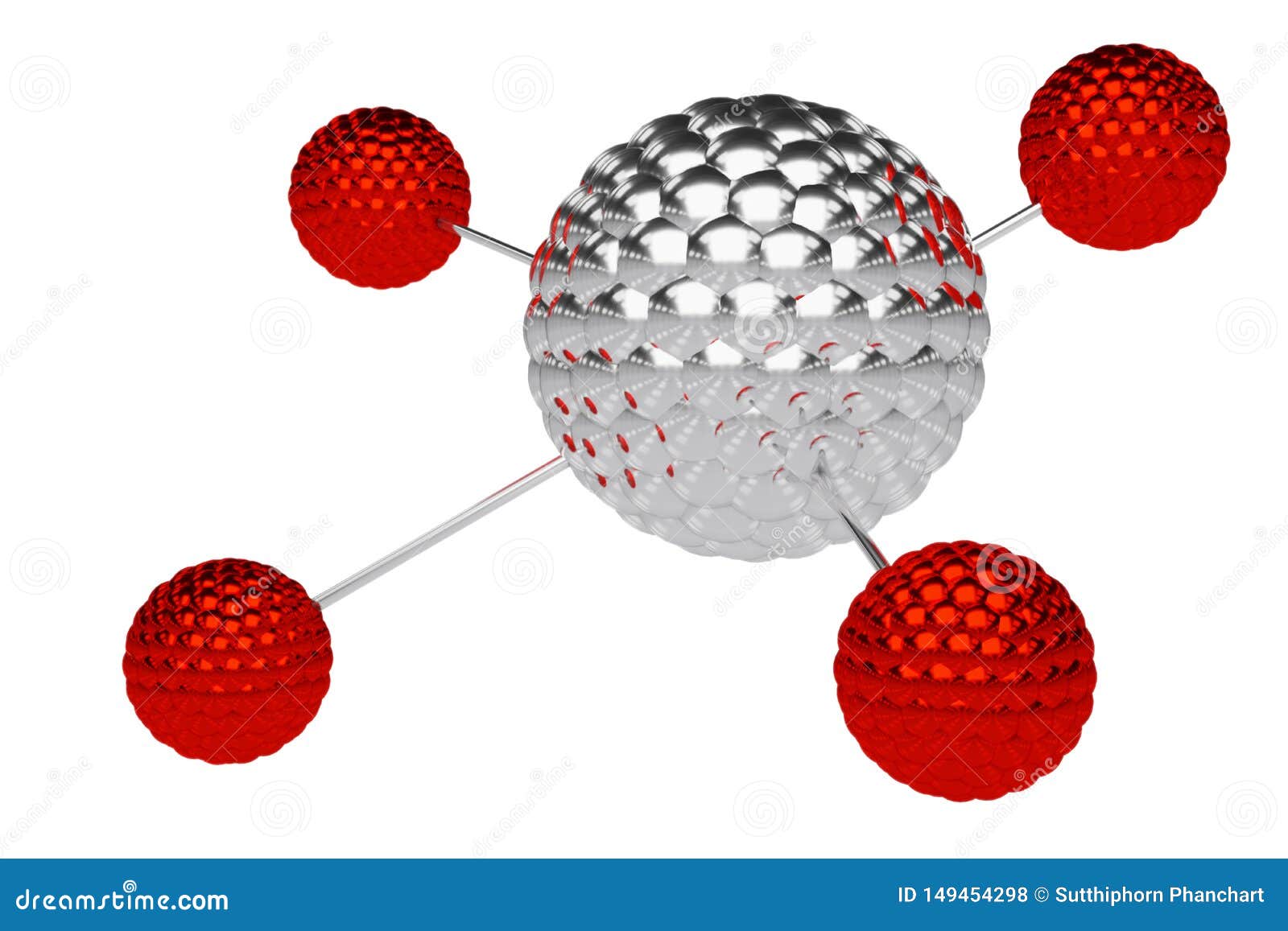 Abstract 3d Rendering of Low Poly Metal Sphere with Chaotic Structure