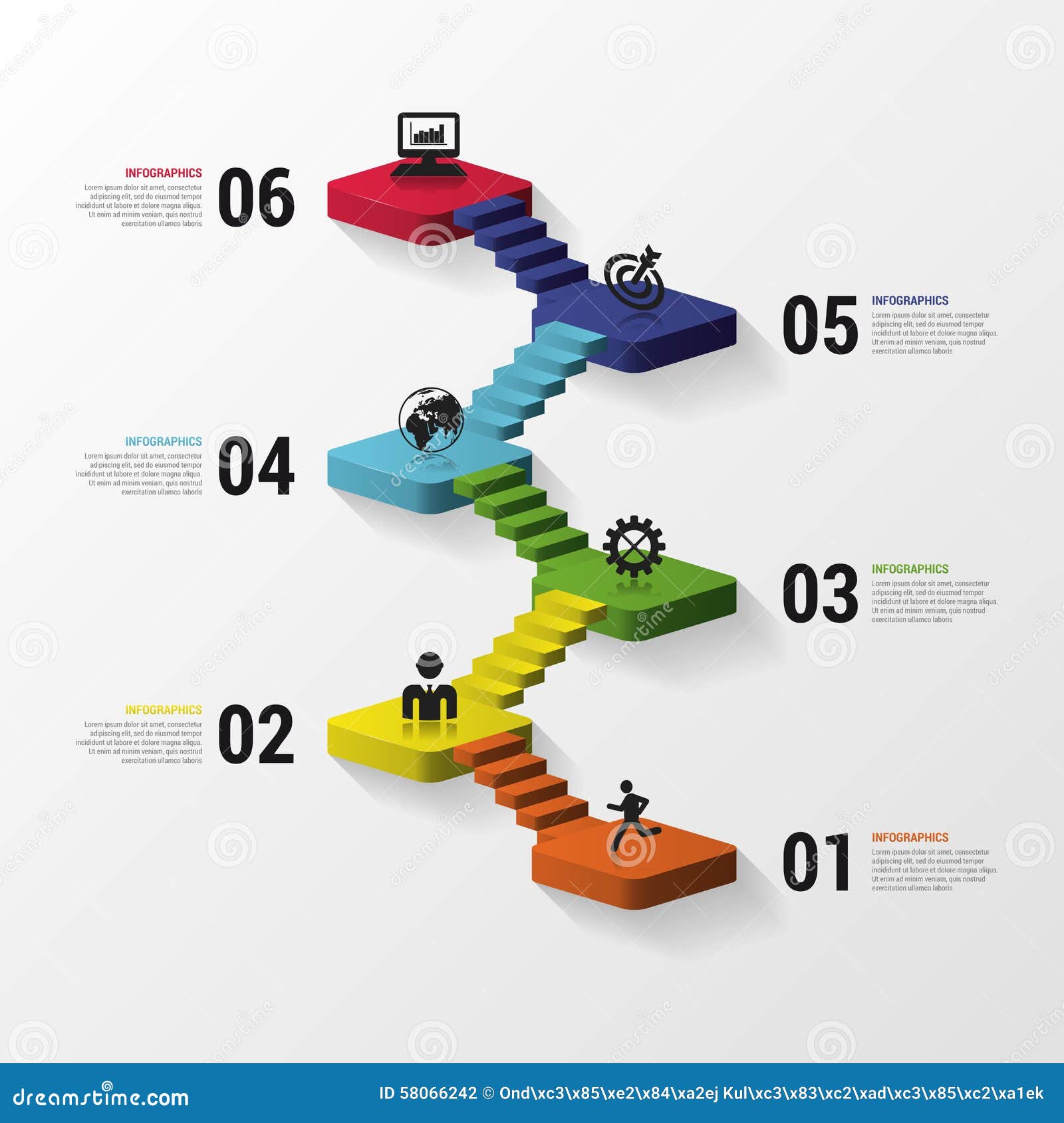 abstract 3d stairs infographics or timeline template.  