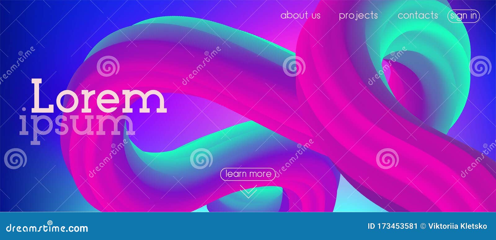 Download Abstract 3d Wave Background. Neon Futuristic 3d Landing Page. Vector Liquid Flow Colorful ...