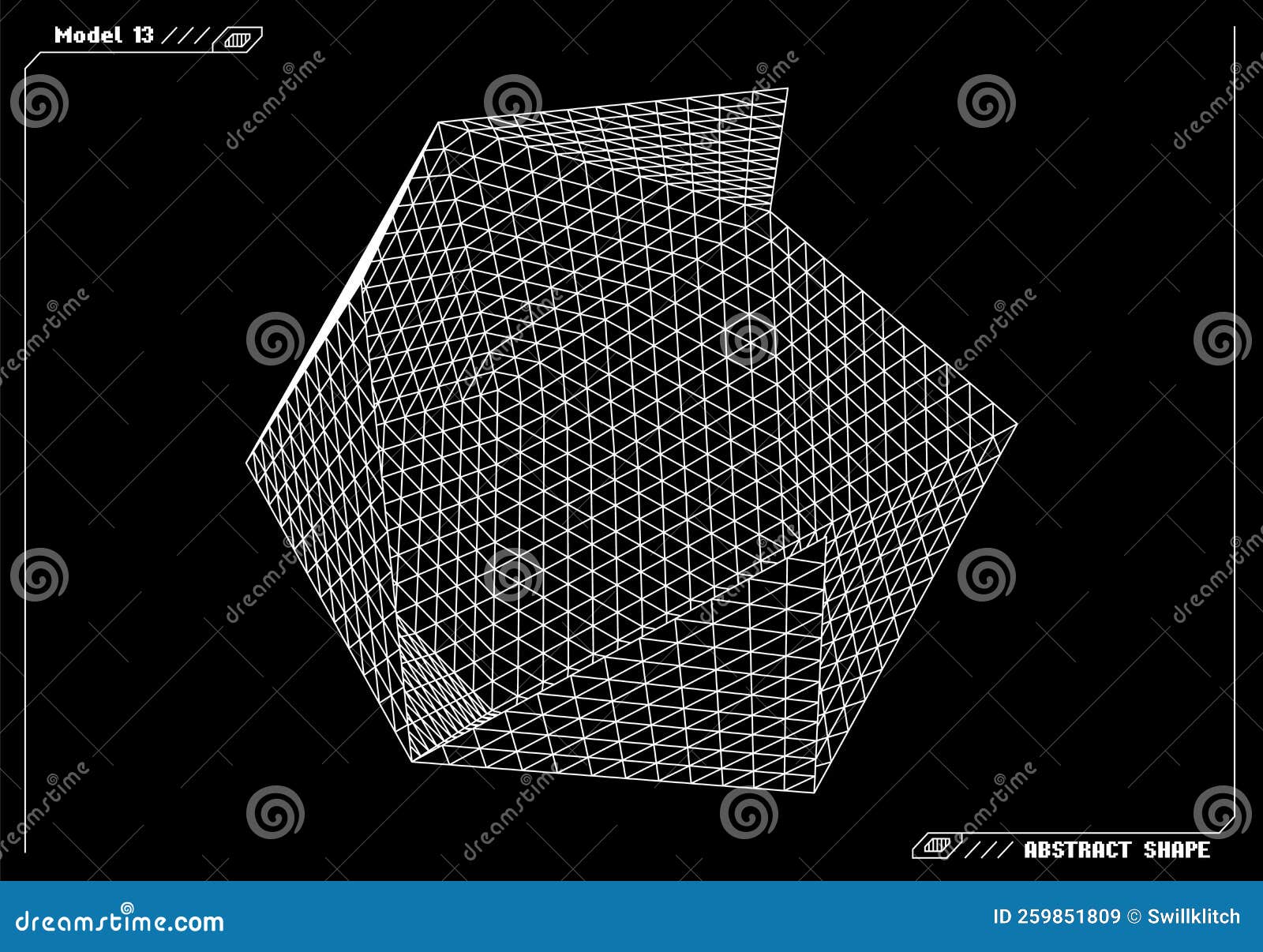 Abstract 3d Wireframe Shape or Basic Element with Open Edge. Science ...