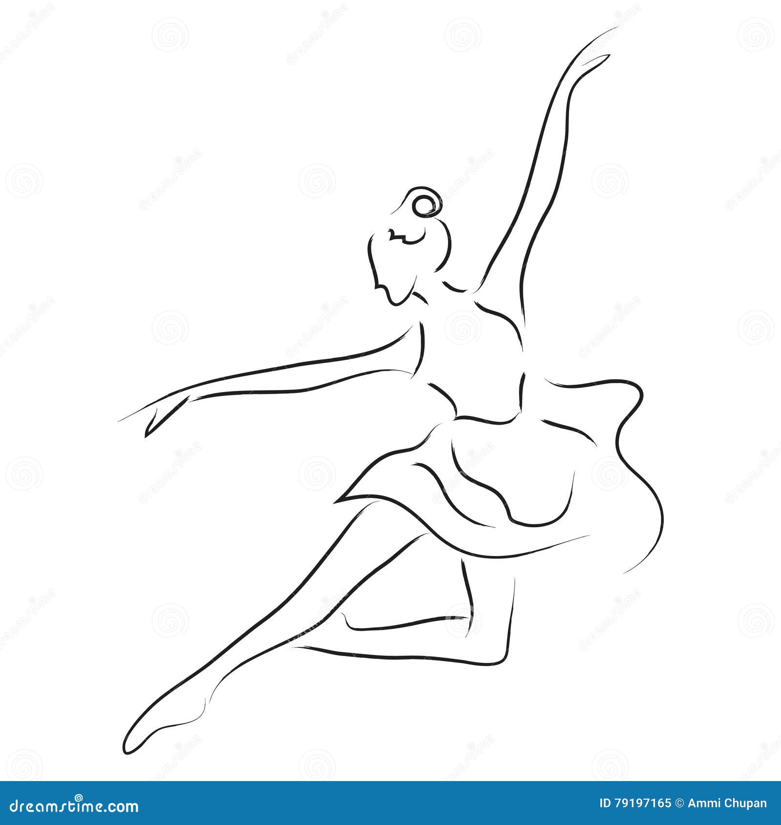 Abstract Dancer Line Art Illustration; Beautiful Movement Performance ...