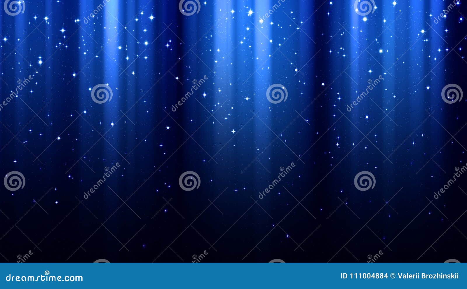 abstract dark blue background with rays of light, aurora borealis, sparkles, night starry sky