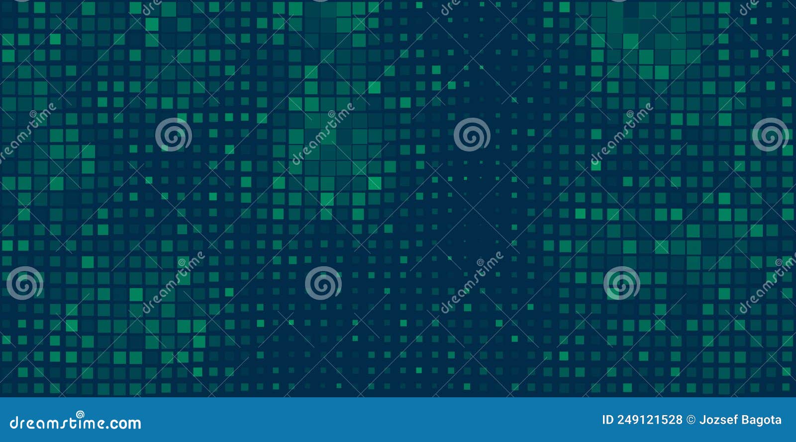 abstract dark colorful 3d slighty wavy surface pattern with random sizes of green and blue colored sqaures