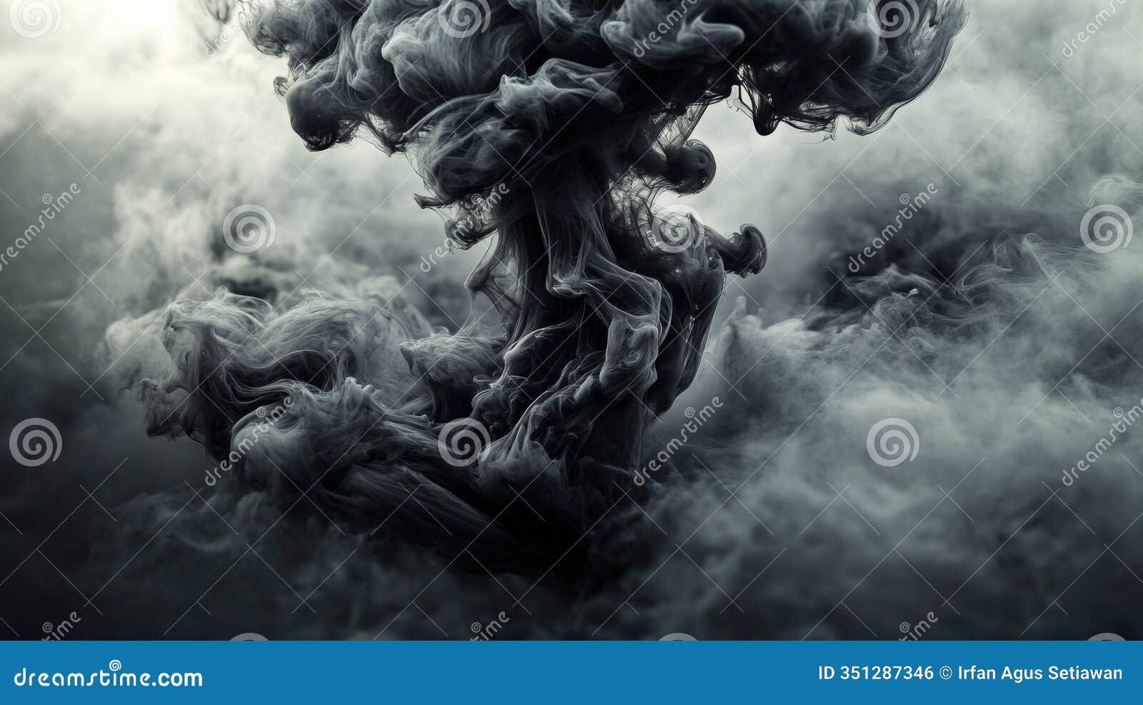 abstract dark ink swirling in water creating smoke like forms