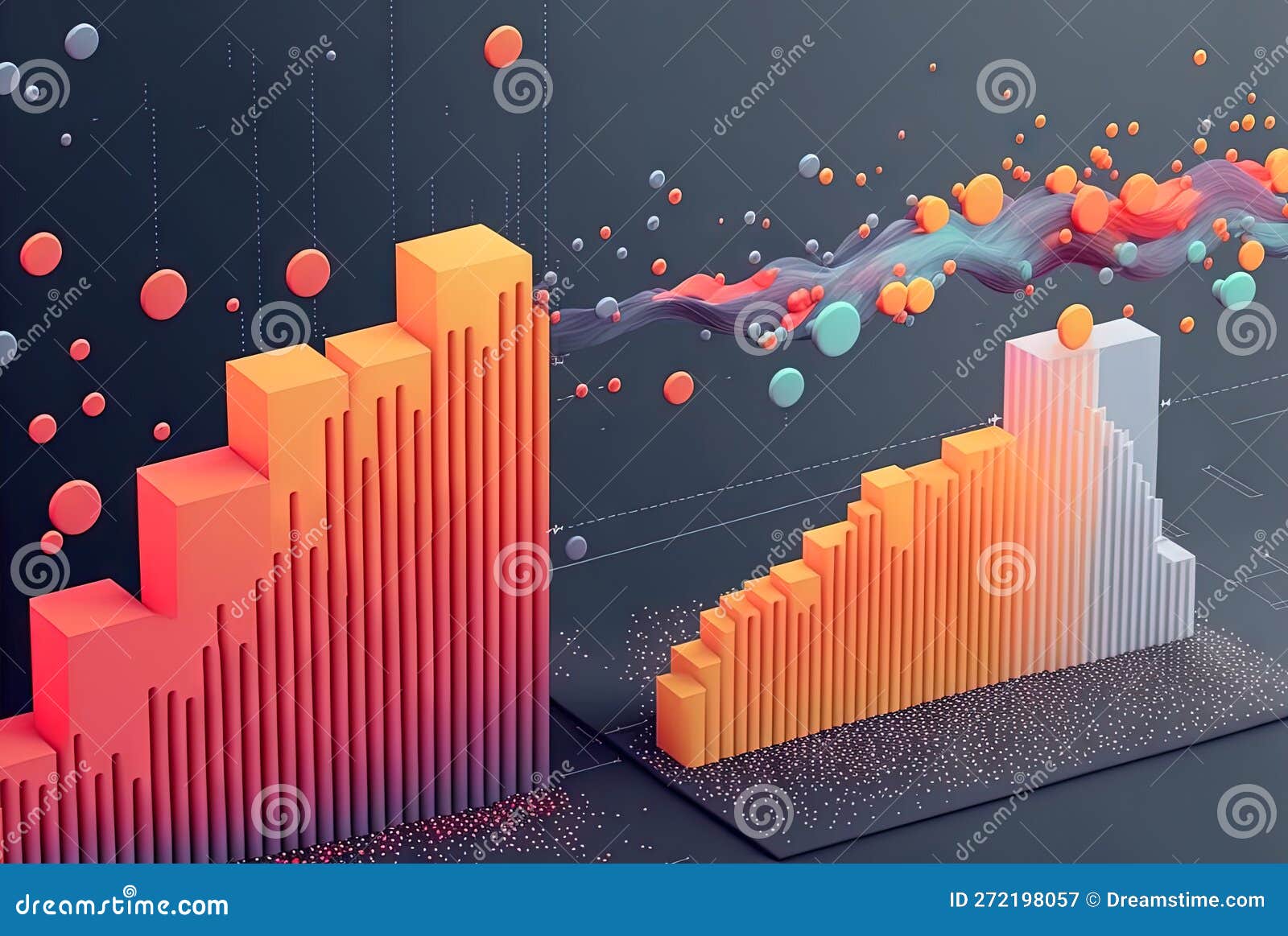 Abstract Data Graph Concept with Data Clusters and Particles. Digital Sorting and Management
