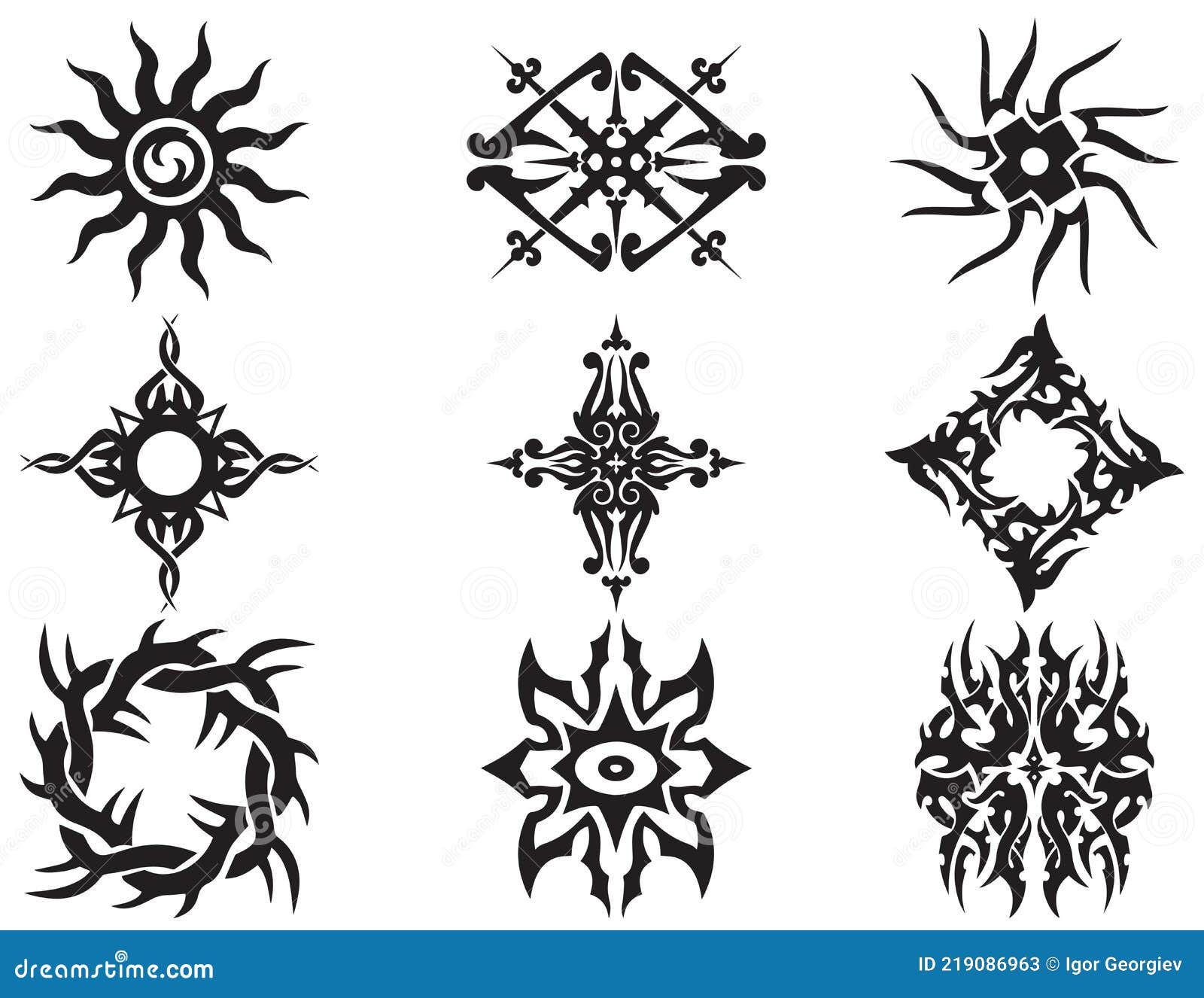 Set of Maori Tribal Tattoos Vector Illustration Poster Template Stock ...