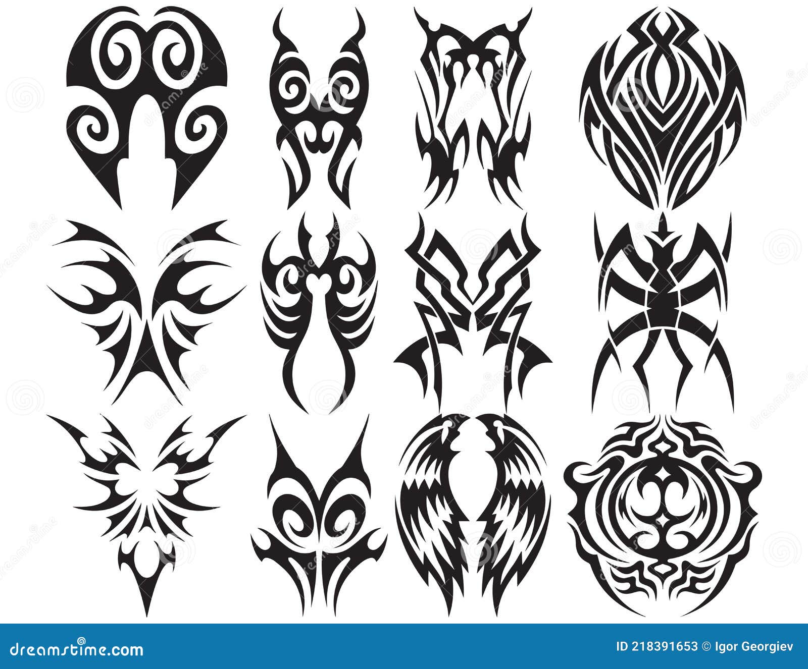 Set of Tribal Tattoos Vector Illustration Poster Template Stock Vector ...