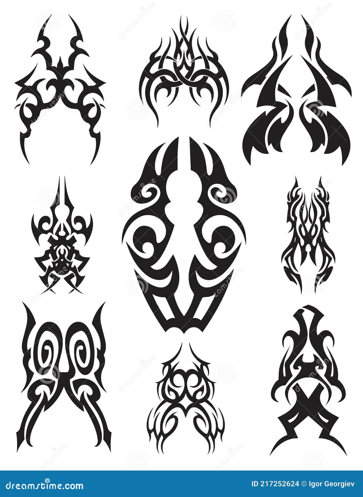 Set of Tribal Tattoos Vector Illustration Poster Template Stock Vector Set of Tribal Tattoos Vector Illustration Poster Template Stock Vector