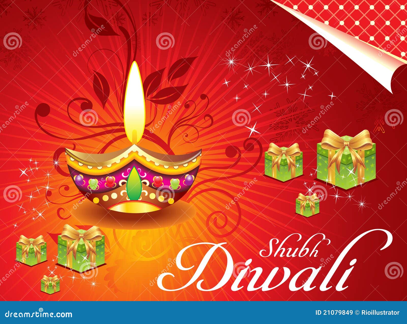 abstract deewali background with girt box