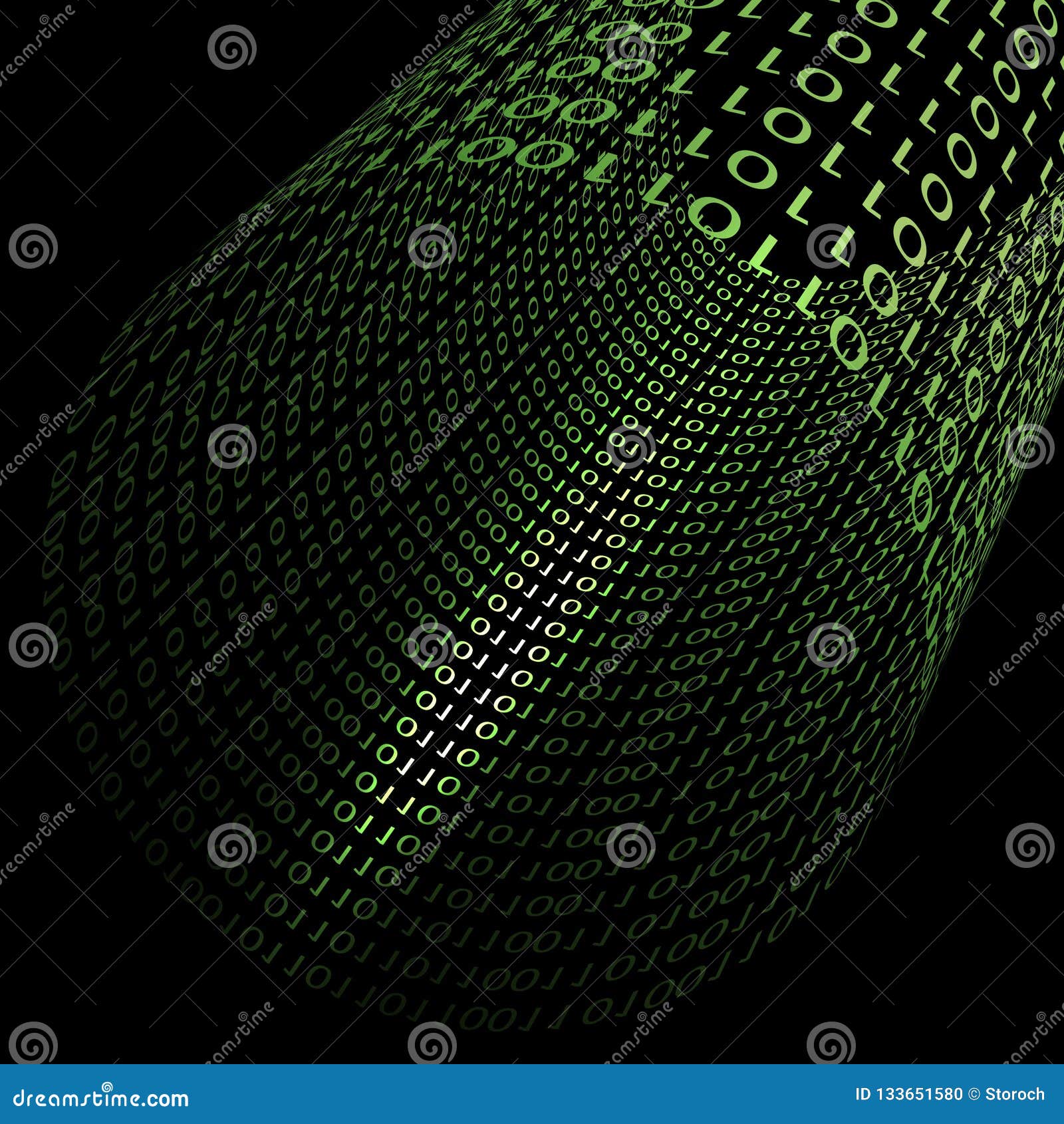 Abstract DesignBinary Code Cylindrical 3D Shape. Technology Co Stock