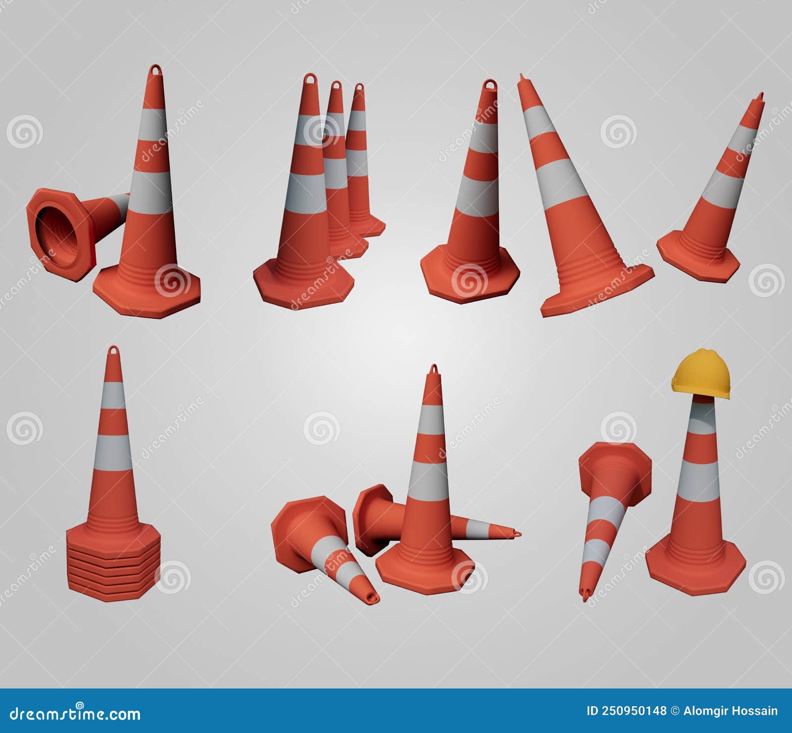 Abstract Design Element 3d Render of Traffic Cone Minimalist Concept